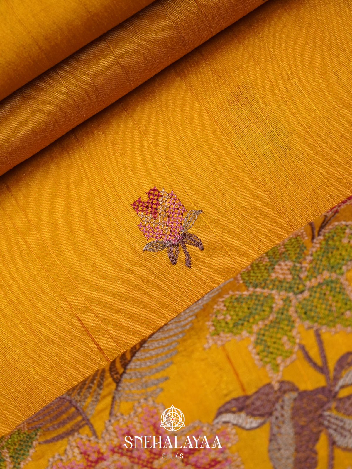 Mango Yellow Raw Silk Saree