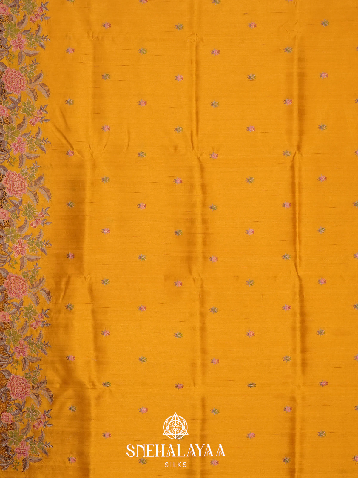 Mango Yellow Raw Silk Saree
