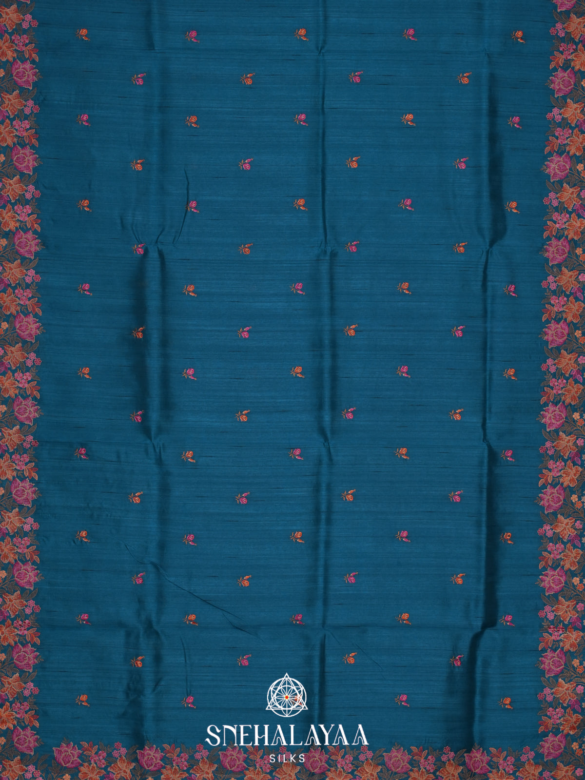 Peacock Blue Raw Silk Saree