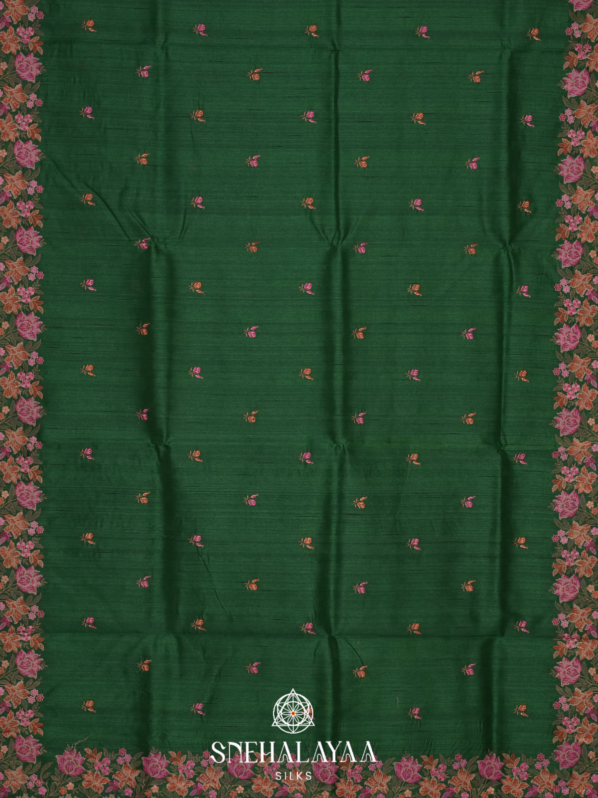 Forest Green Raw Silk Saree