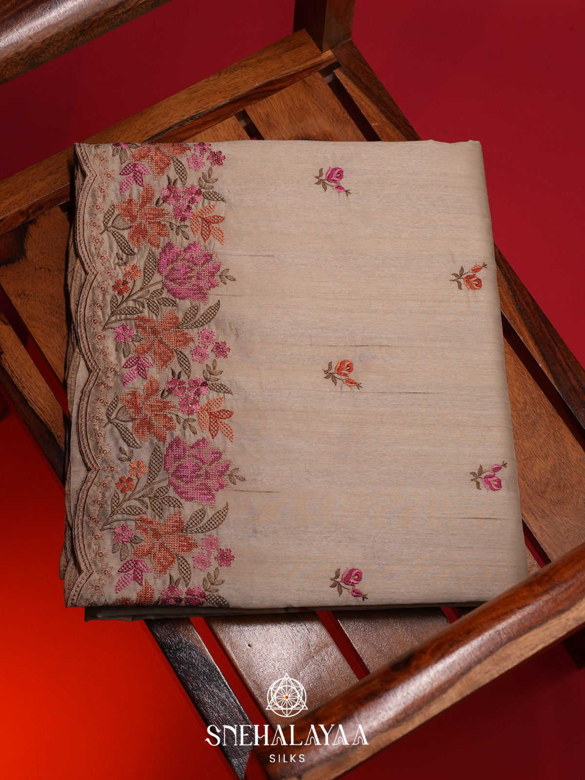 Cream Raw Silk Saree