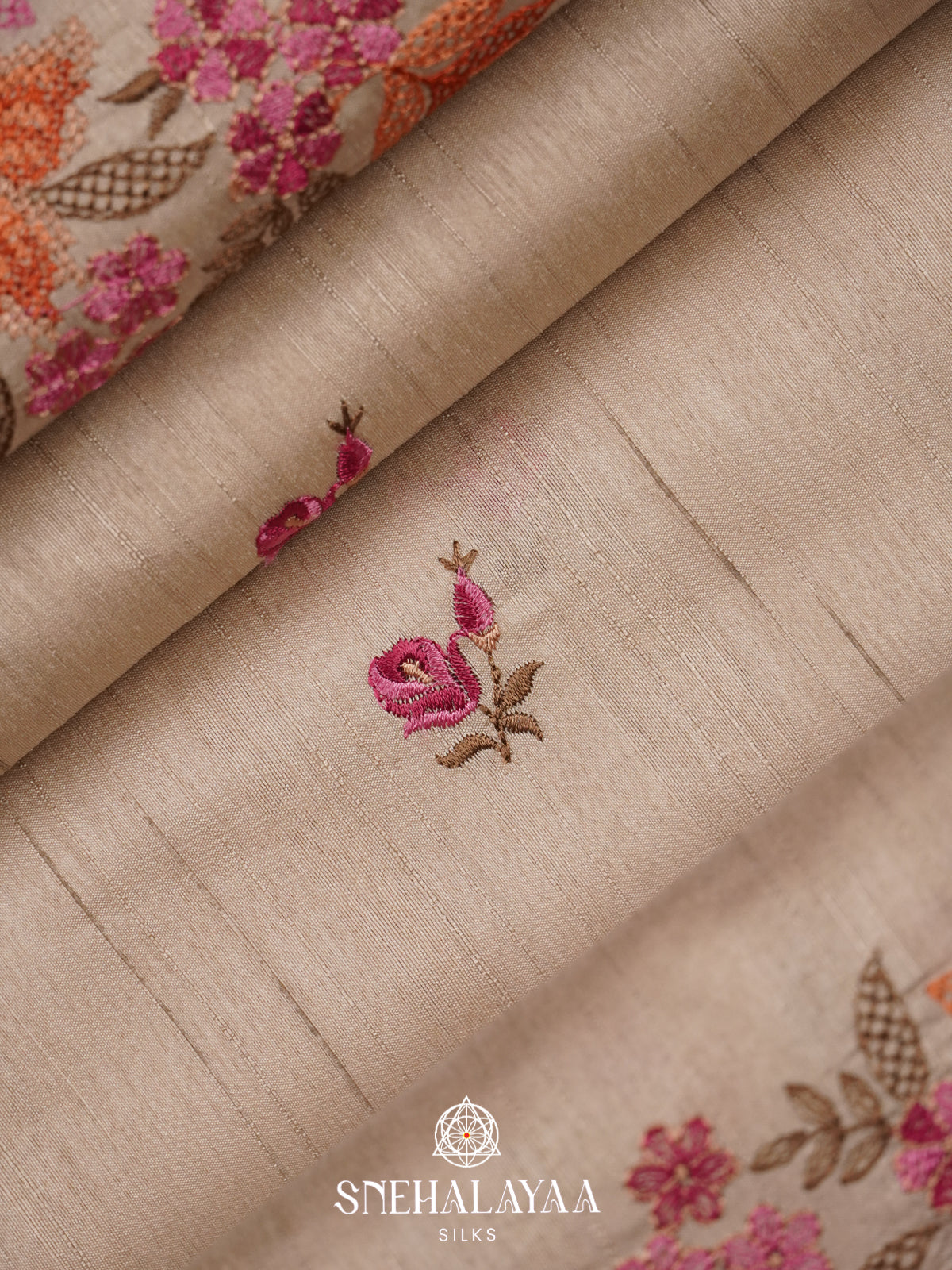 Cream Raw Silk Saree