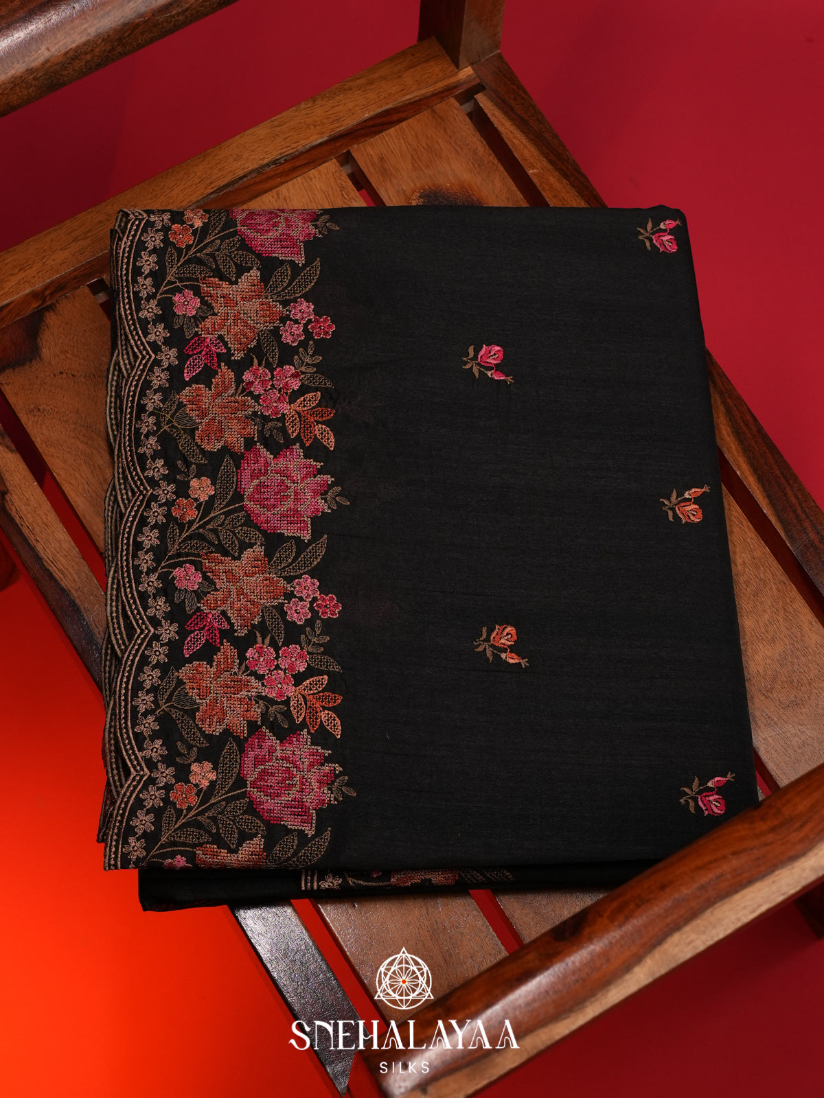 Black Raw Silk Saree