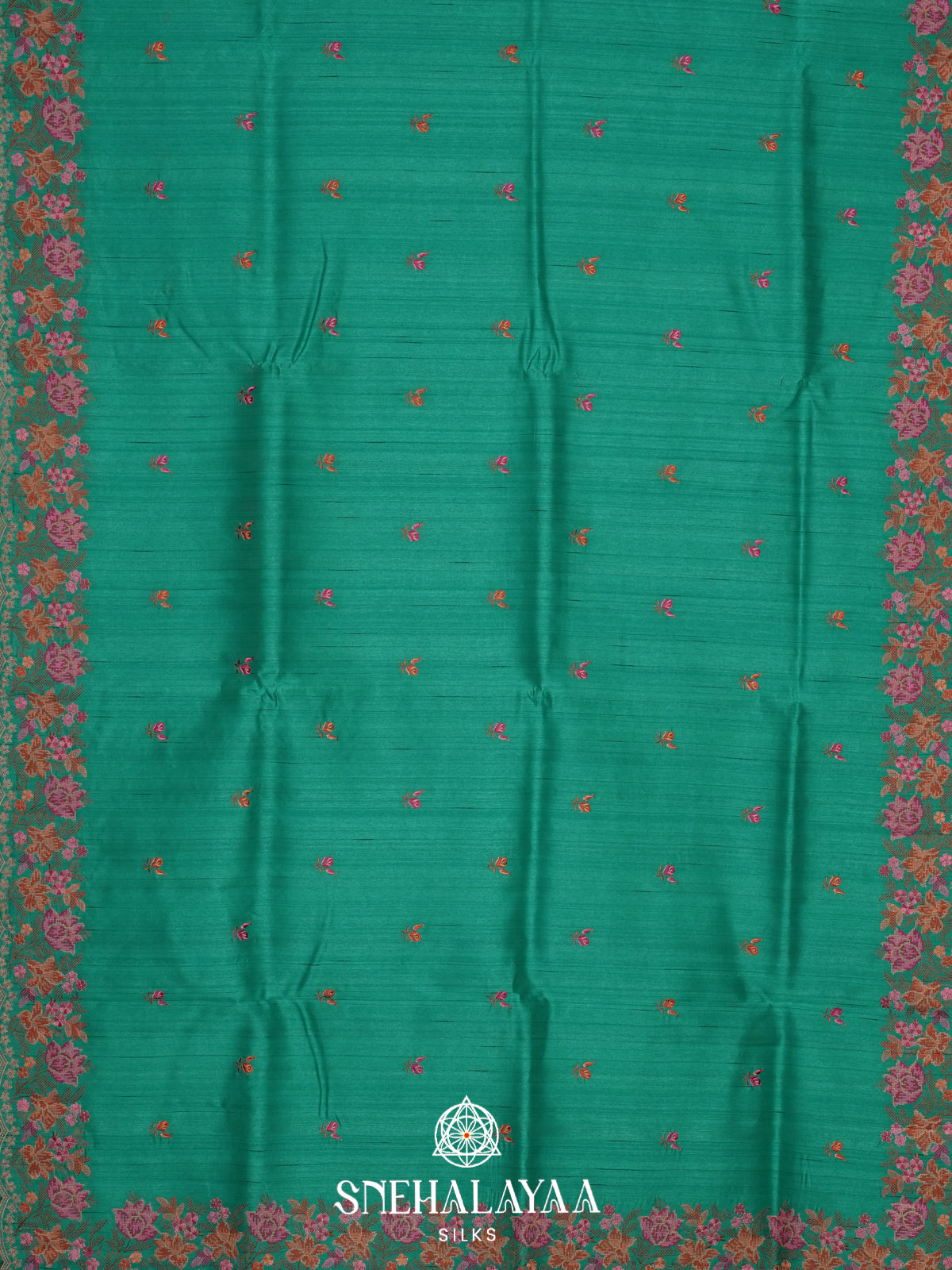 Teal Green Raw Silk Saree