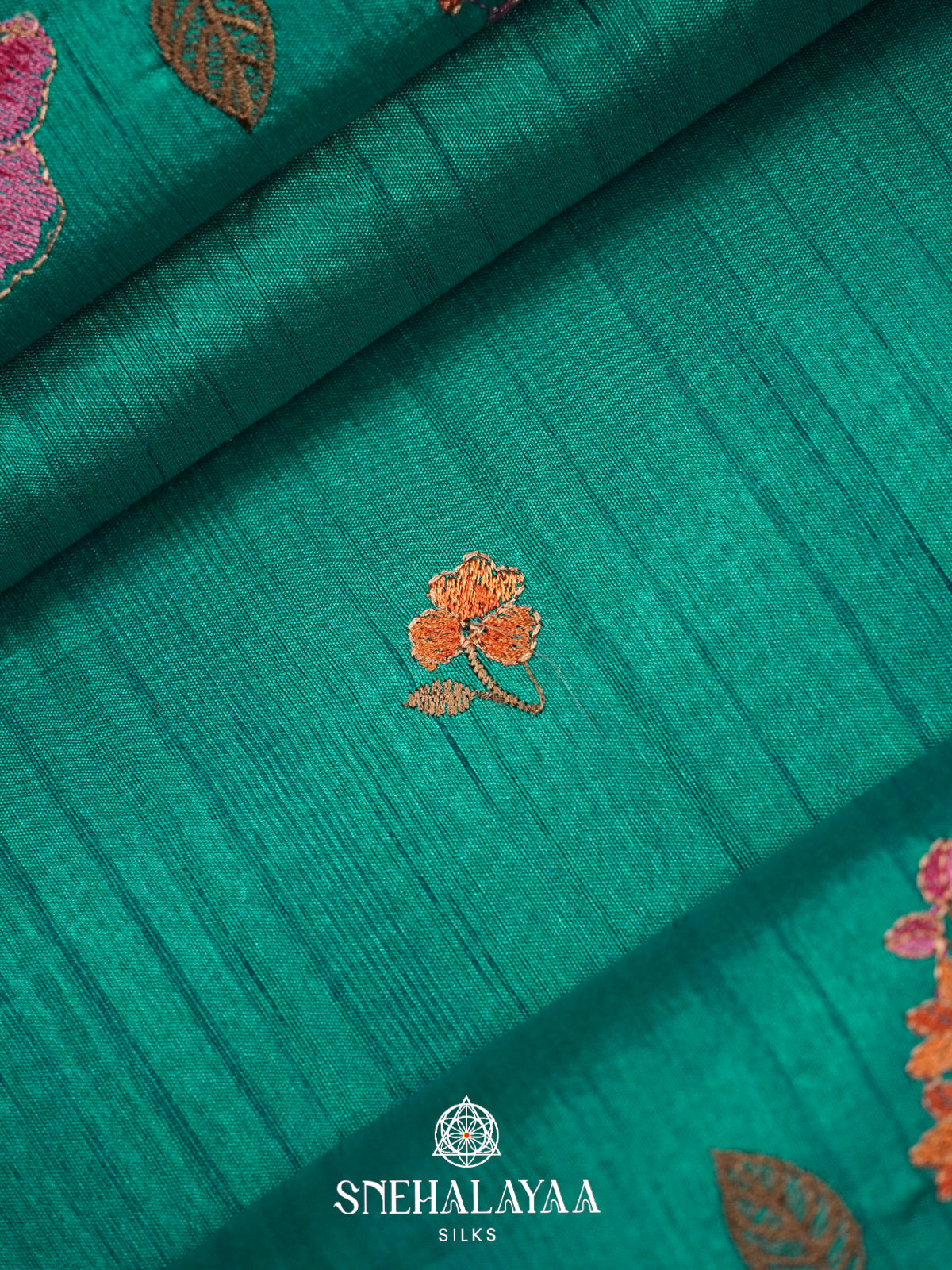 Teal Green Raw Silk Saree