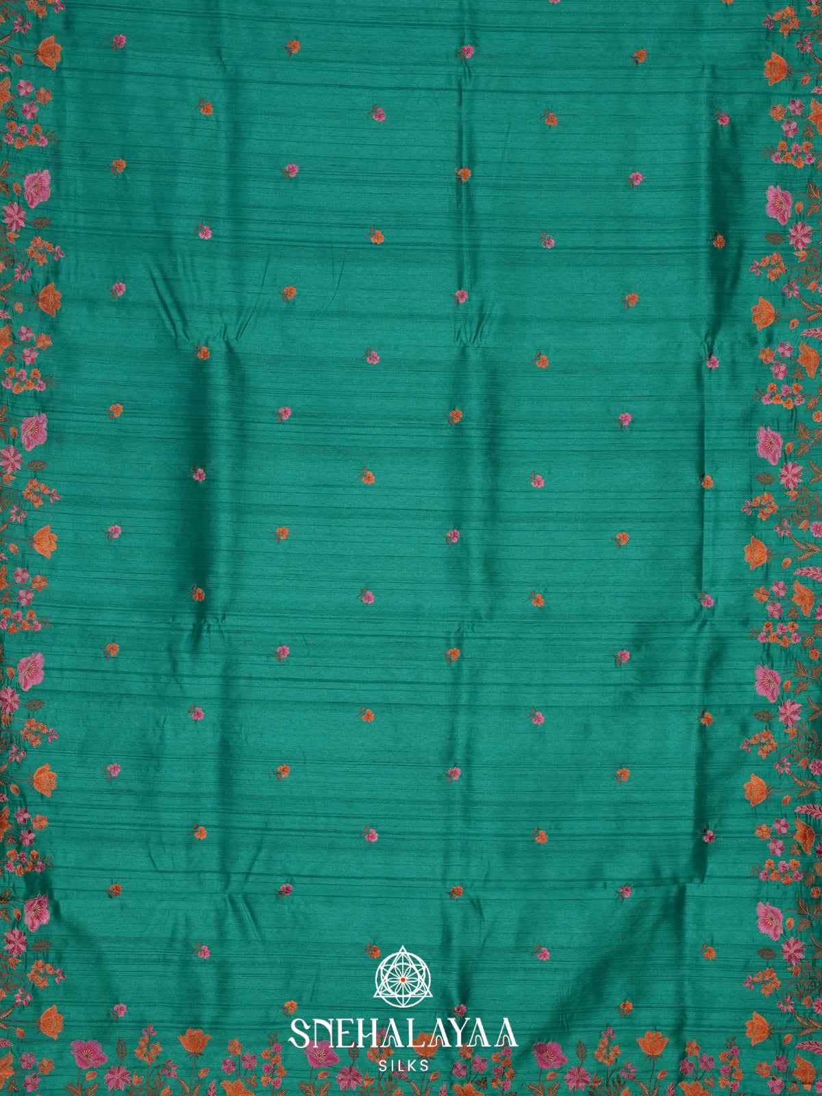 Teal Green Raw Silk Saree