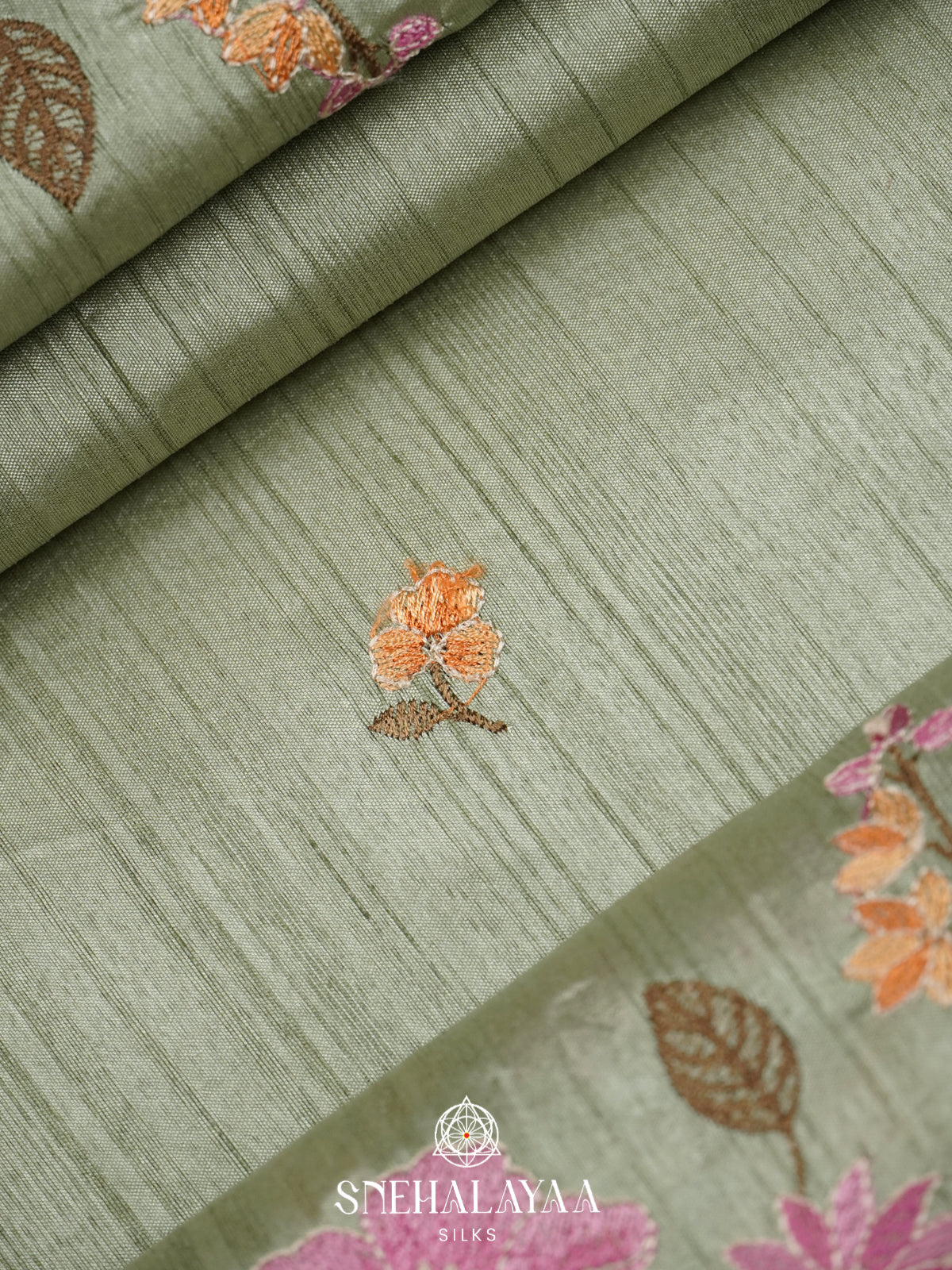 Pale Green Raw Silk Saree