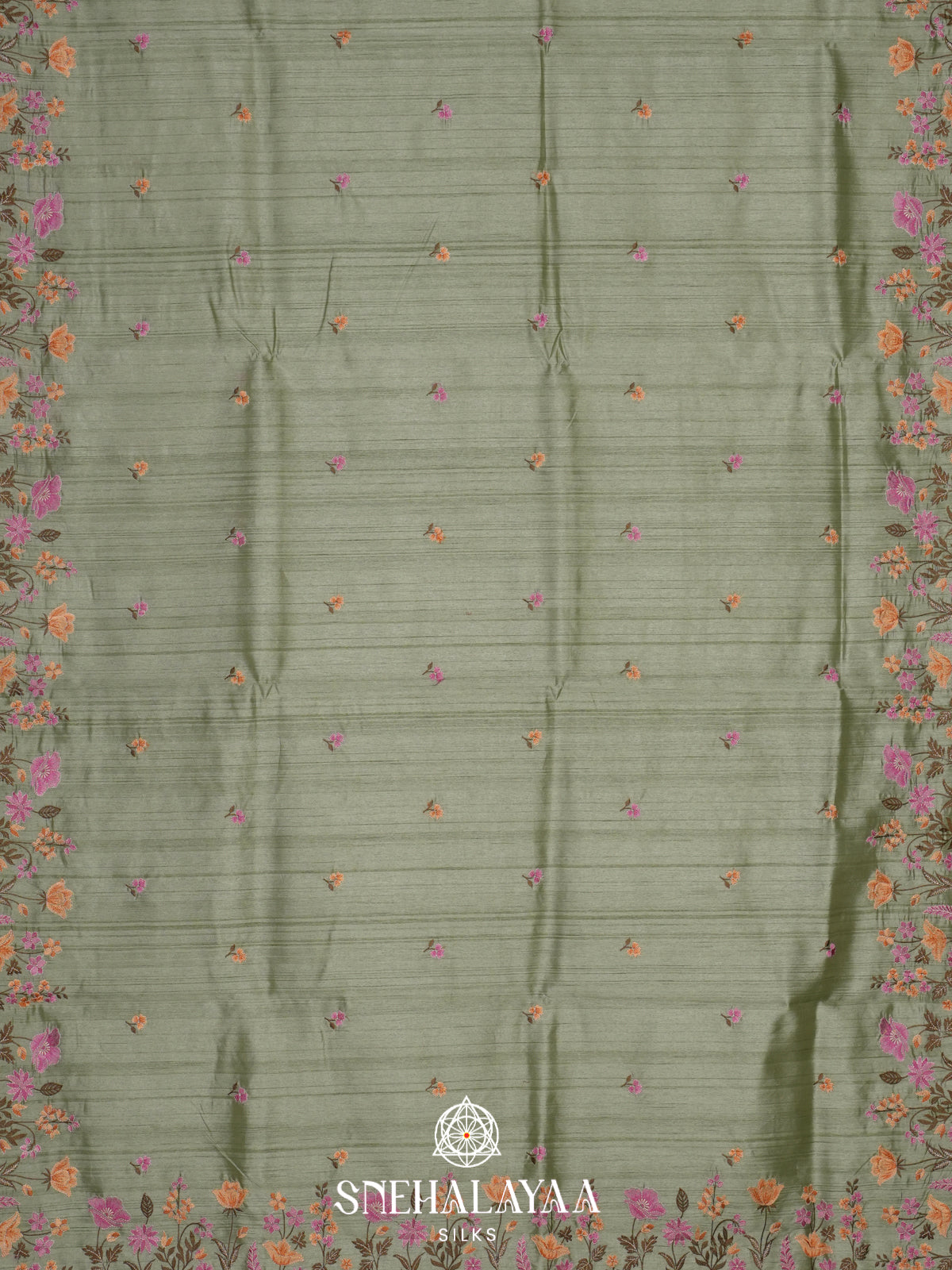 Pale Green Raw Silk Saree