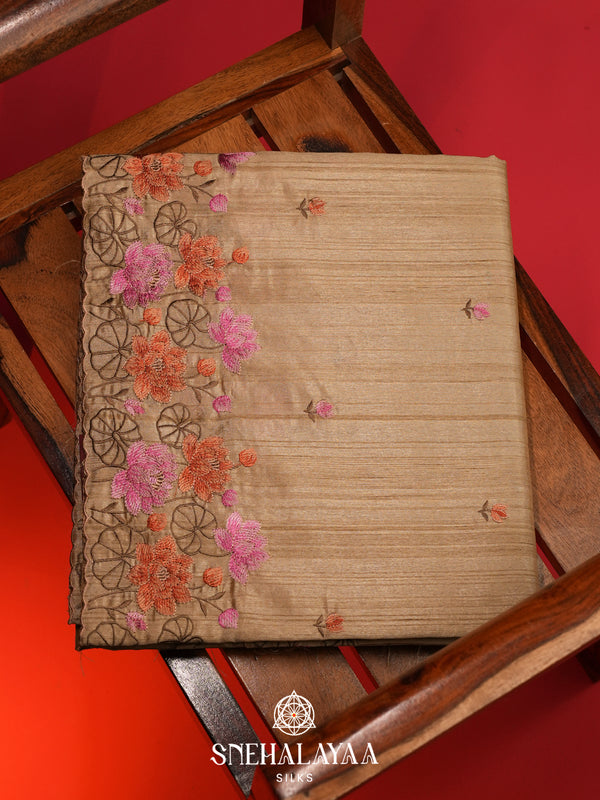 Beige Raw Silk Saree