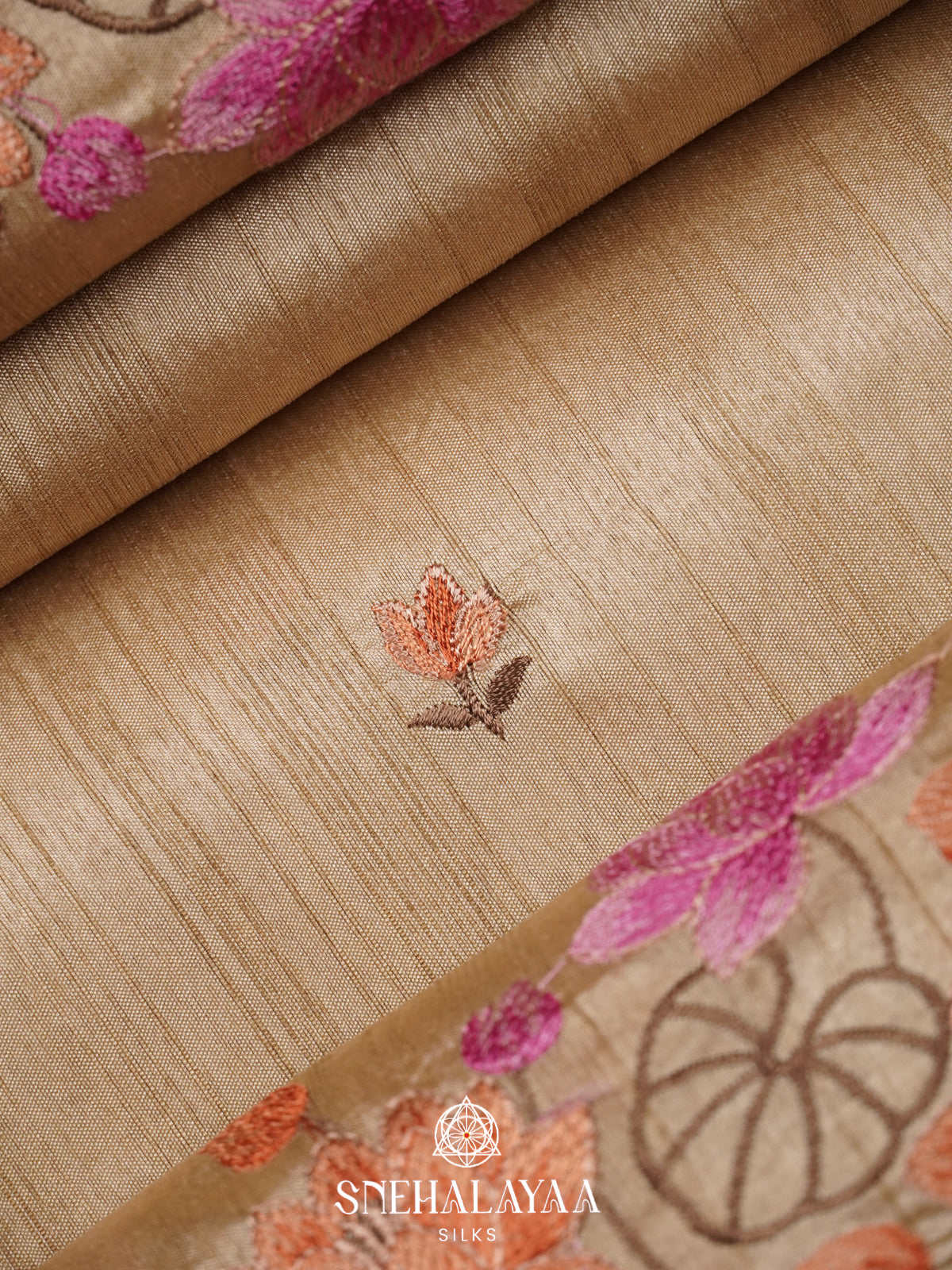 Beige Raw Silk Saree