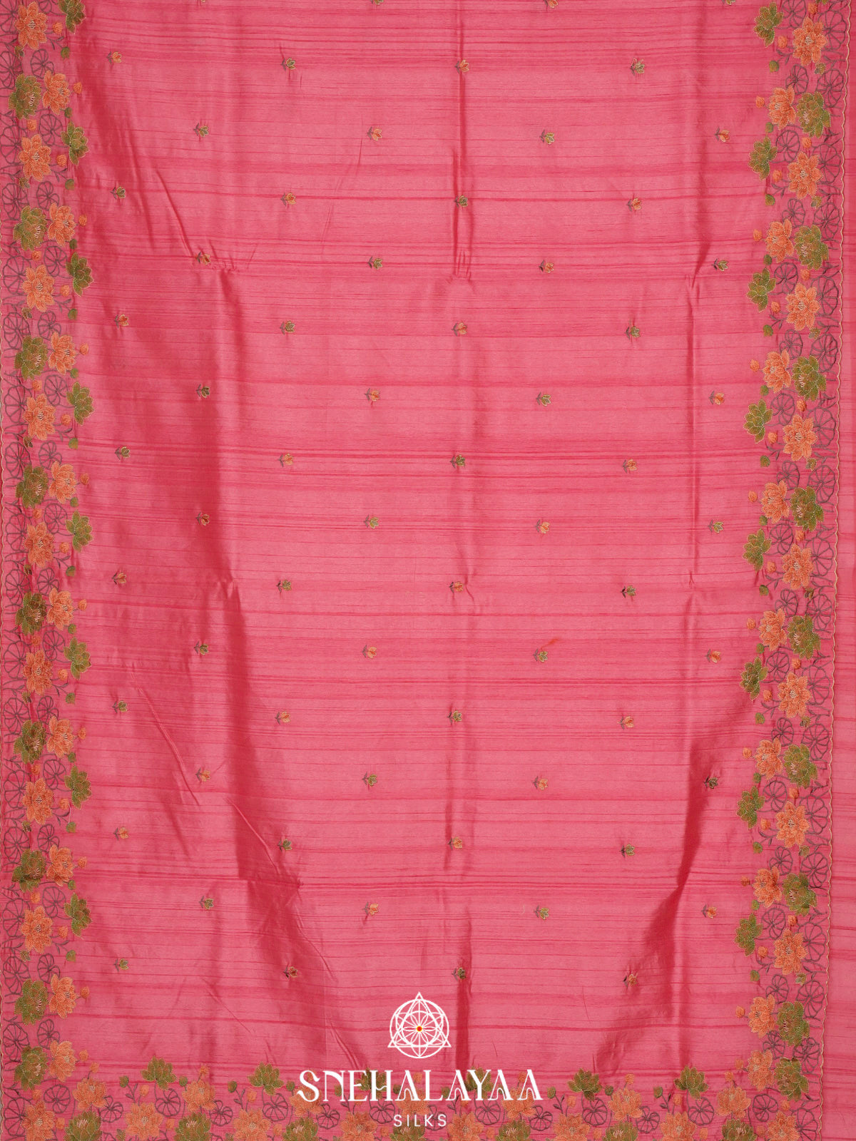 Pink Raw Silk Embroidery Saree
