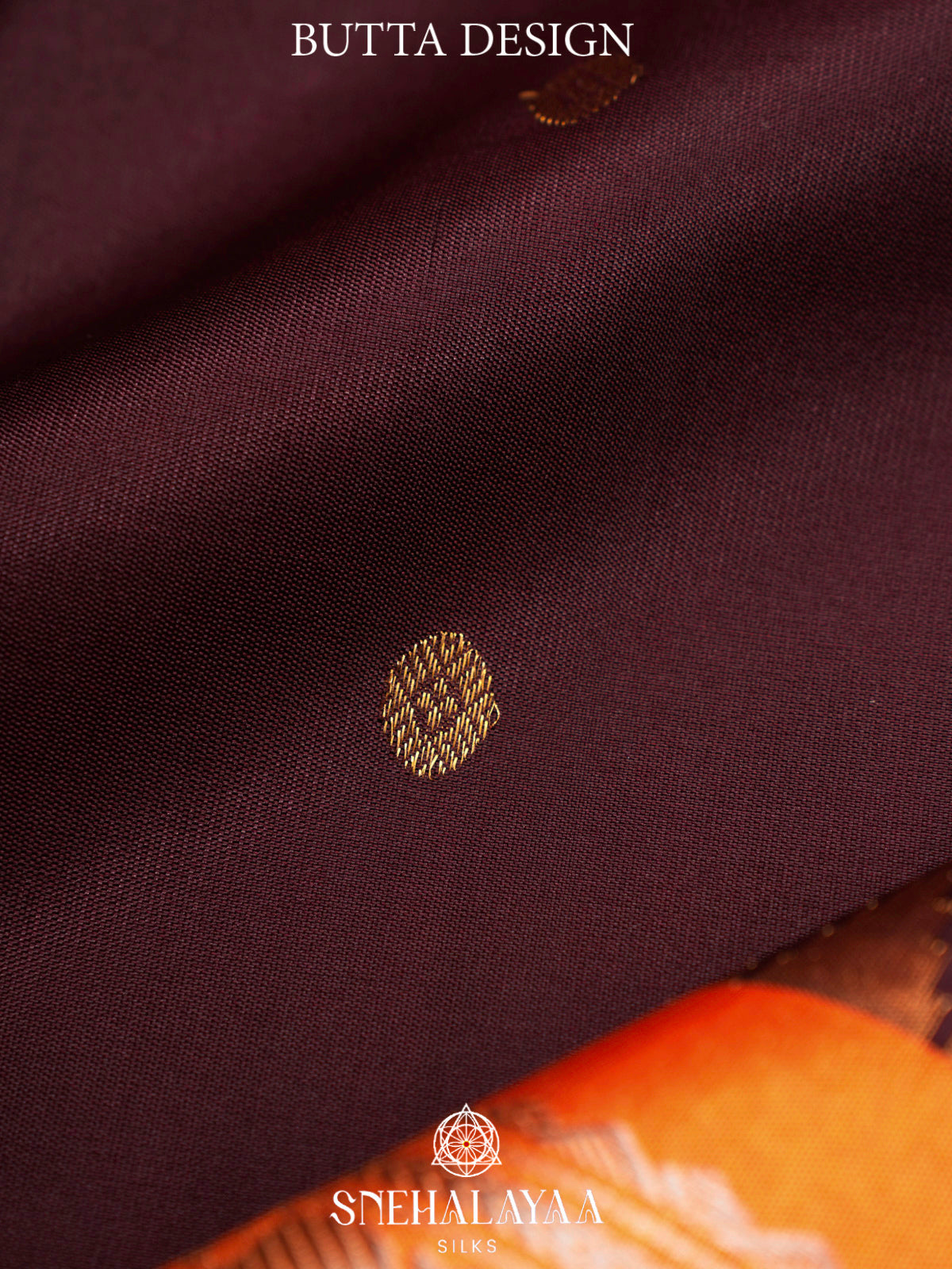 Dark Coffee Brown Gadwal Silk Saree with Contrast Orange Zari Border