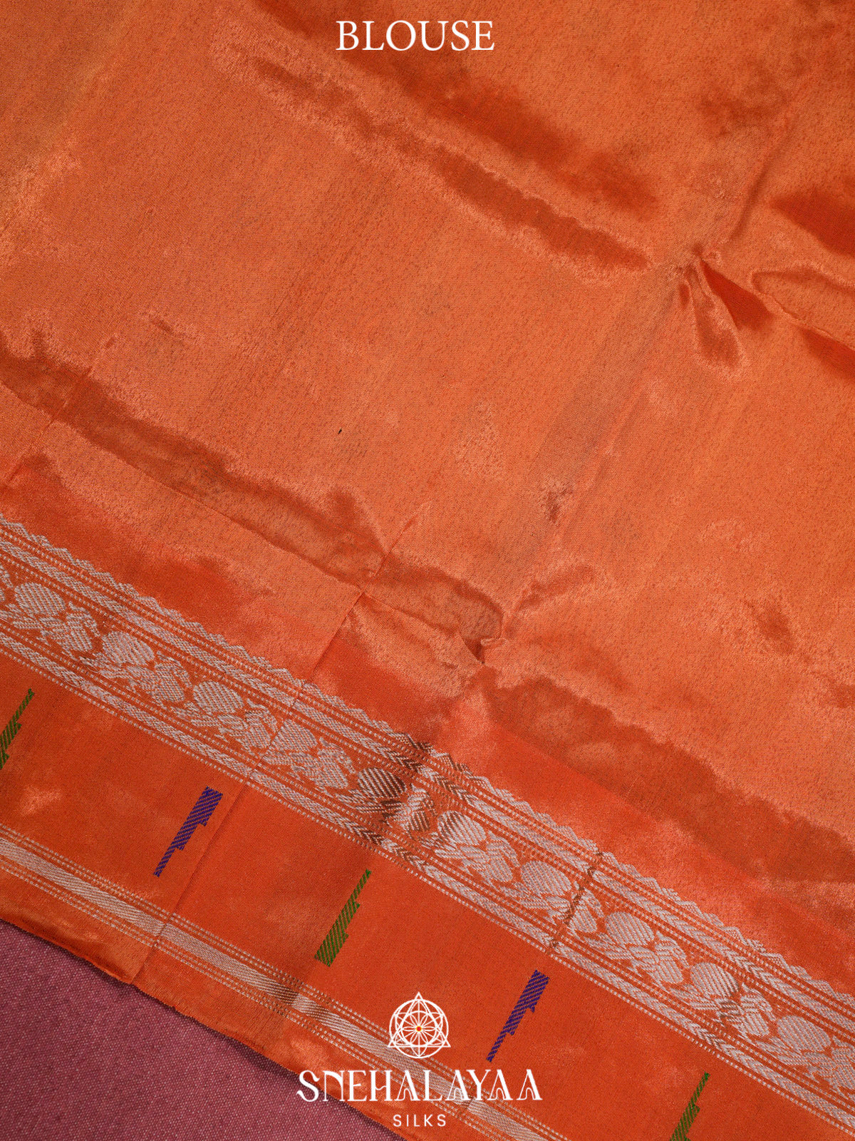 Dark Coffee Brown Gadwal Silk Saree with Contrast Orange Zari Border