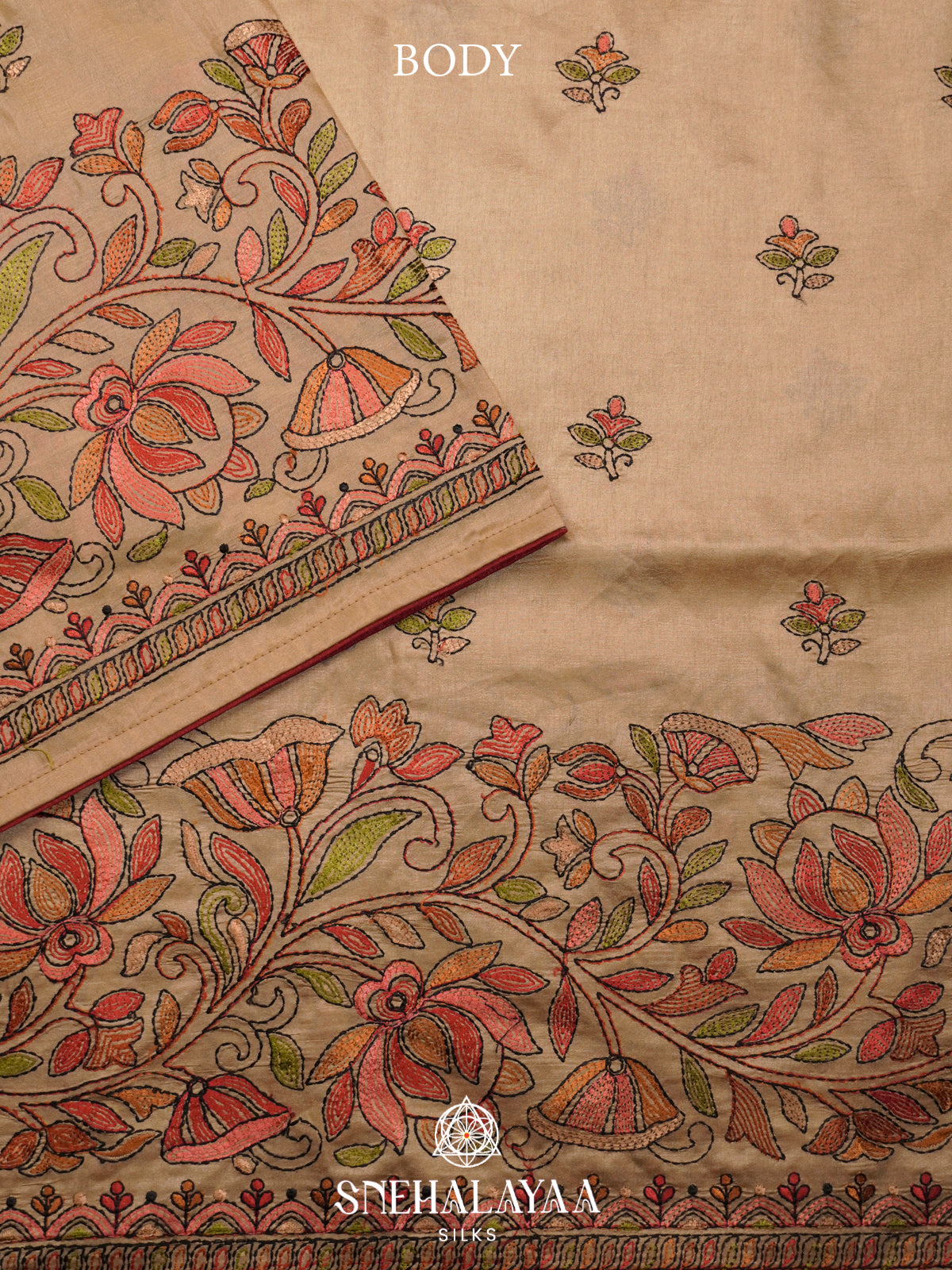 Beige Raw Silk Saree