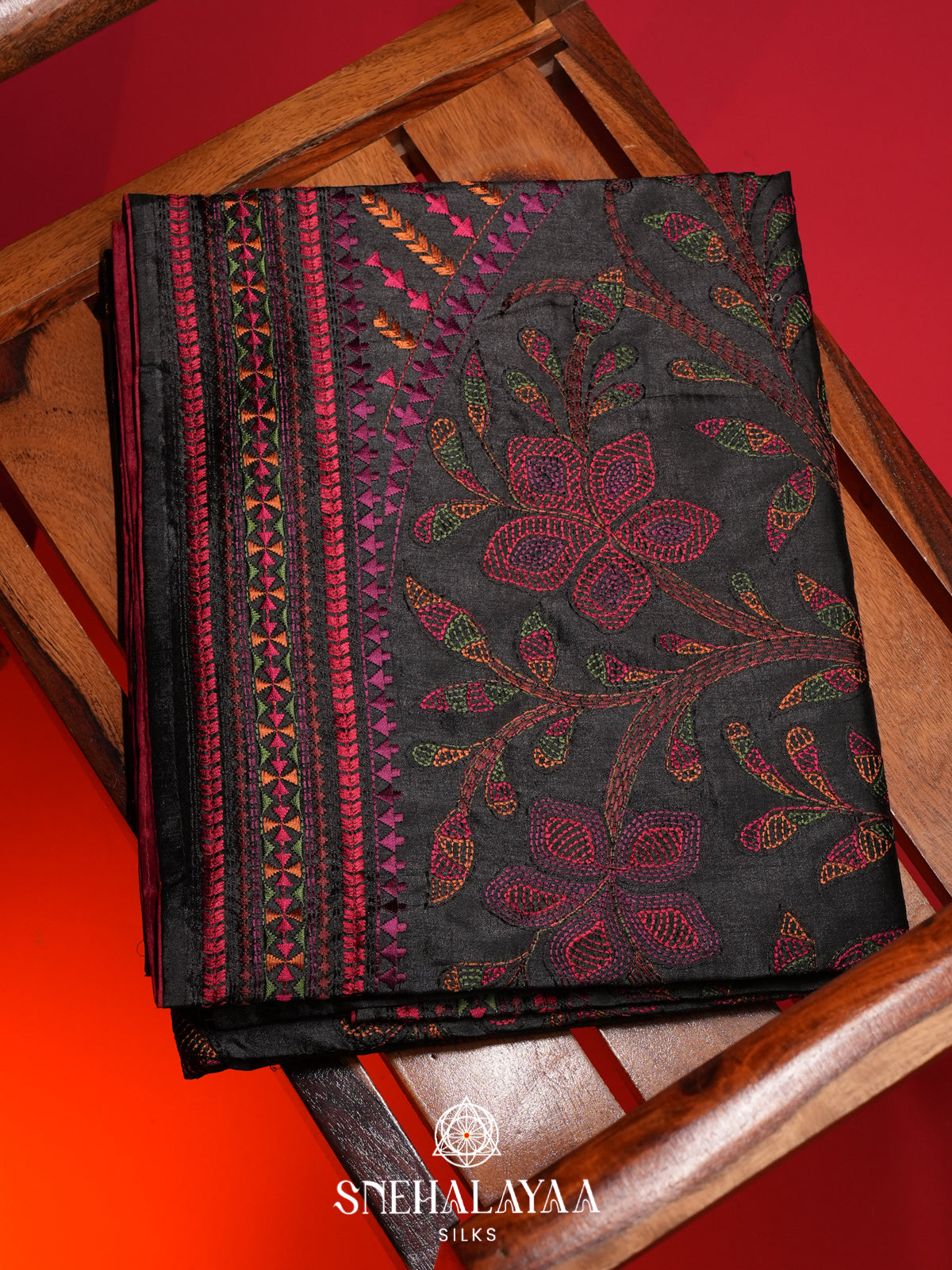 Charcol Black Raw Silk Saree