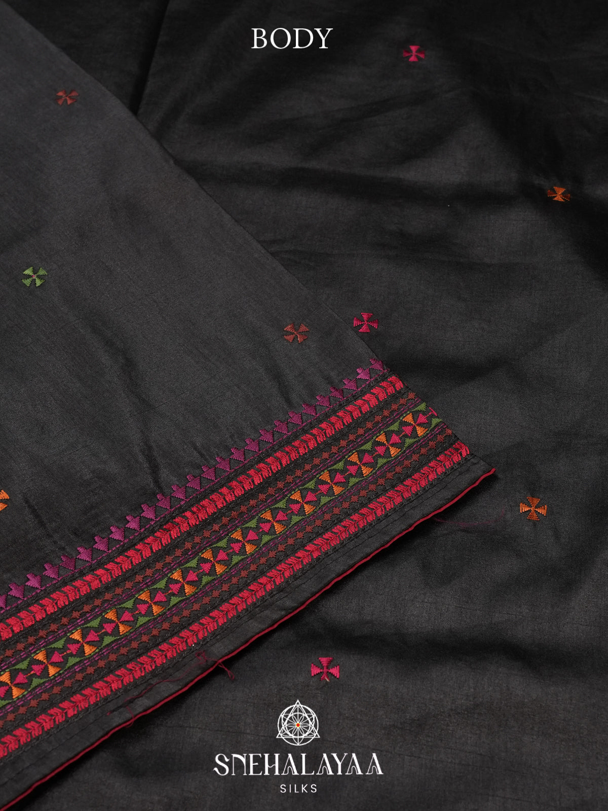 Charcol Black Raw Silk Saree