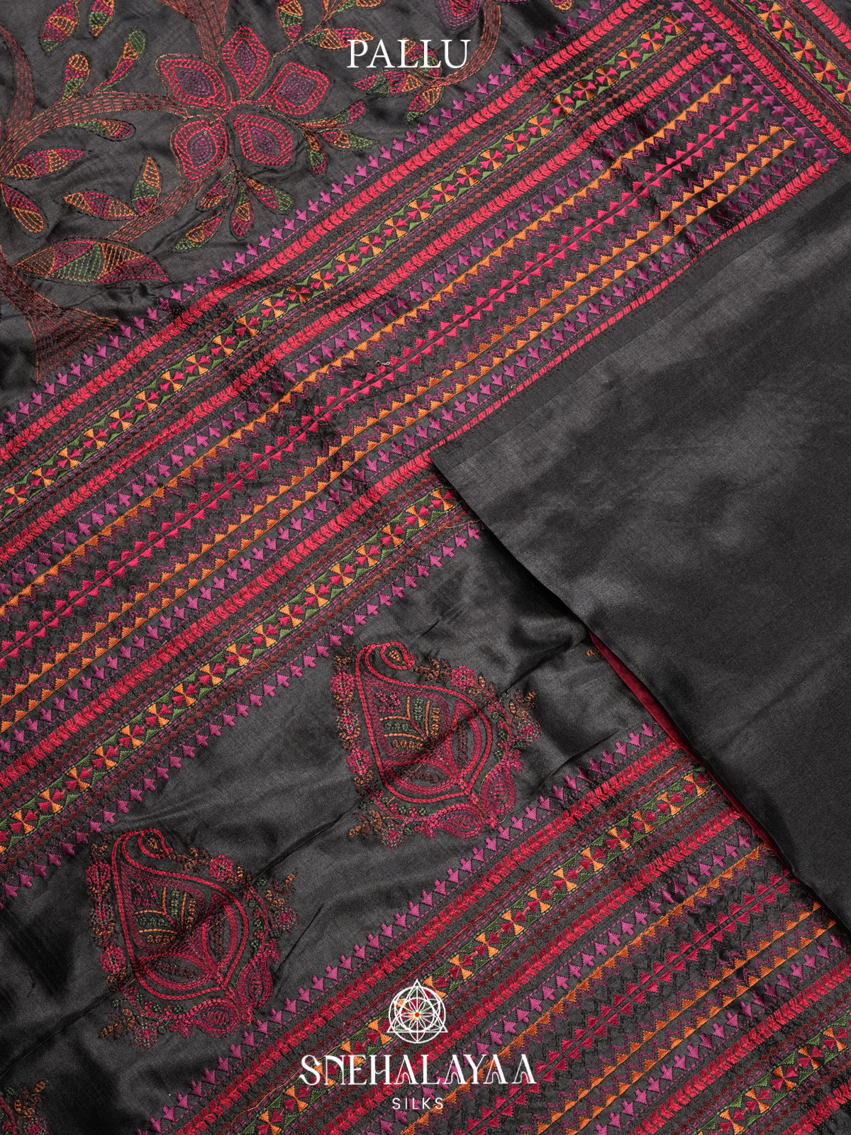 Charcol Black Raw Silk Saree