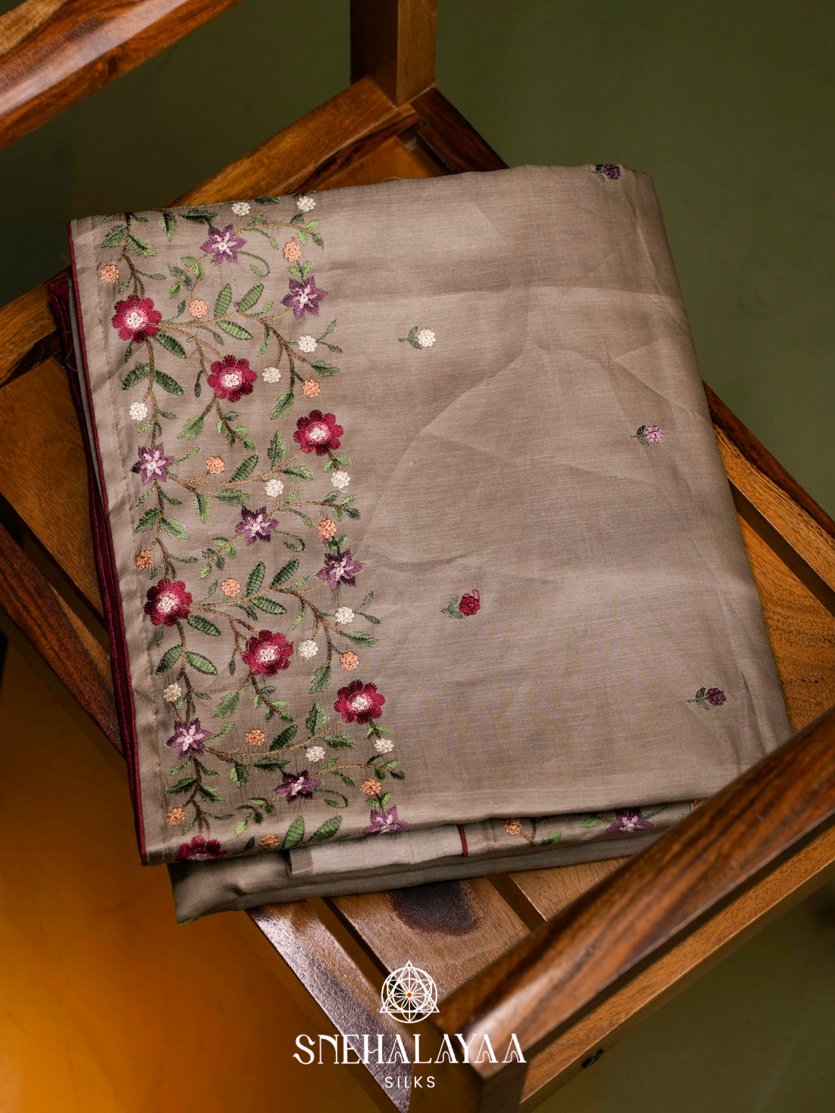 Beige Raw Silk Saree