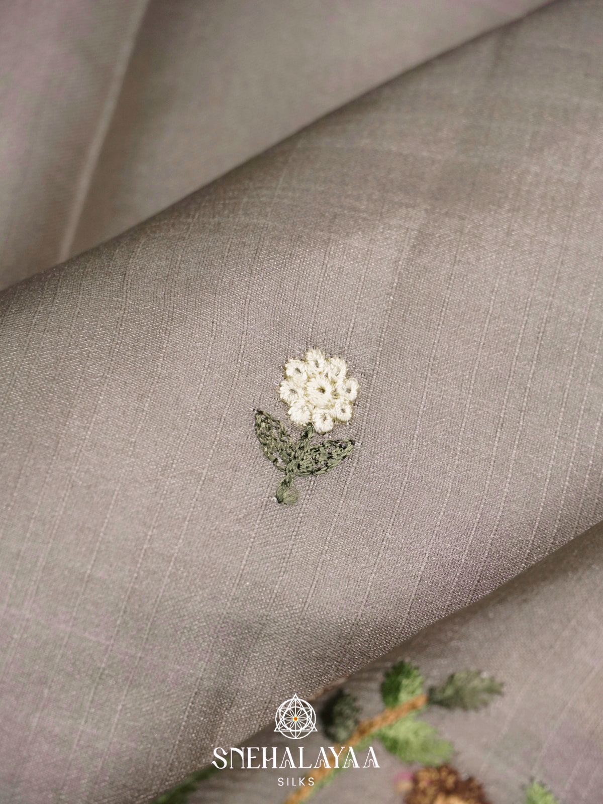 Grey Raw Silk Saree
