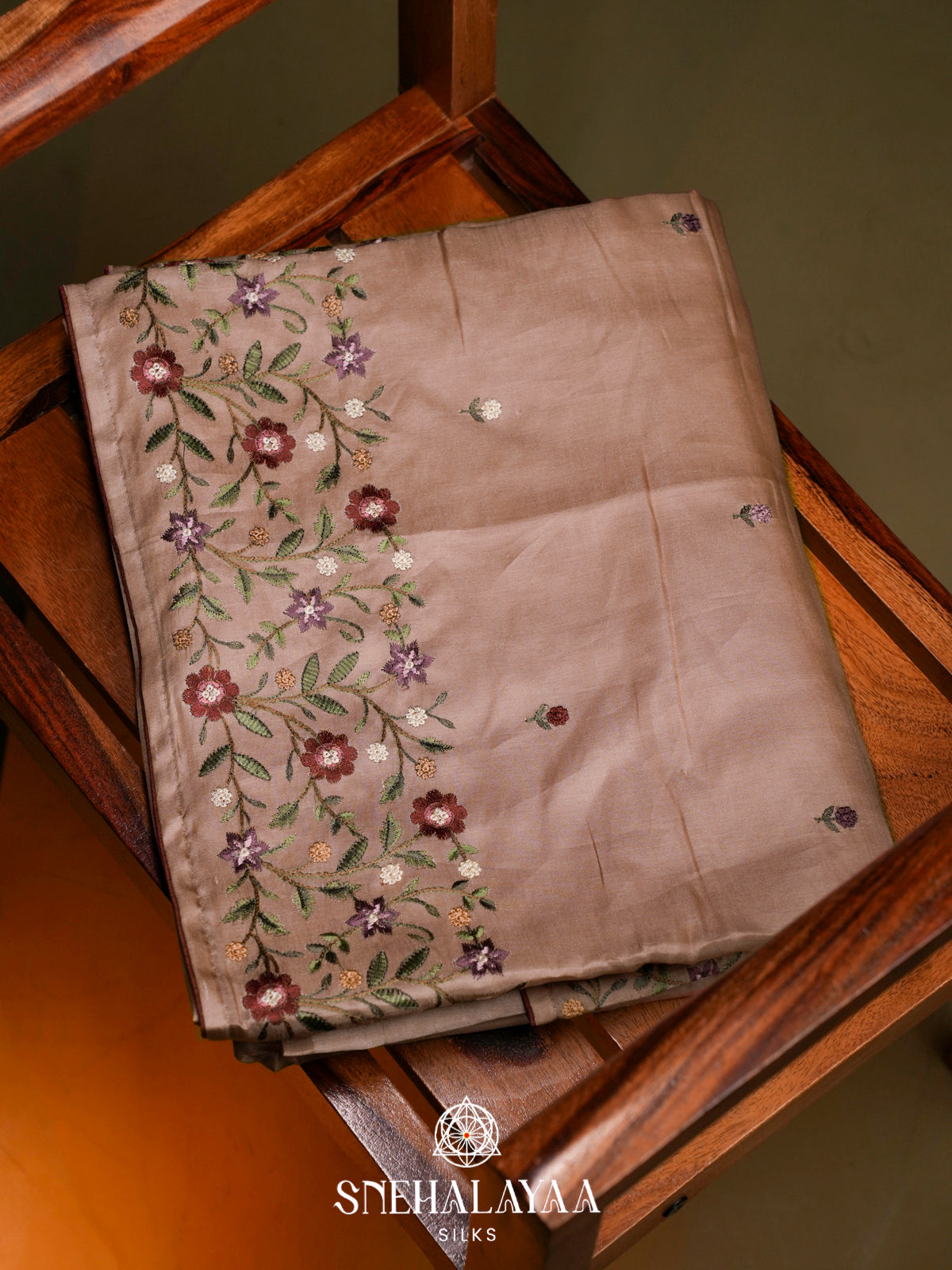 Beige Raw Silk Saree