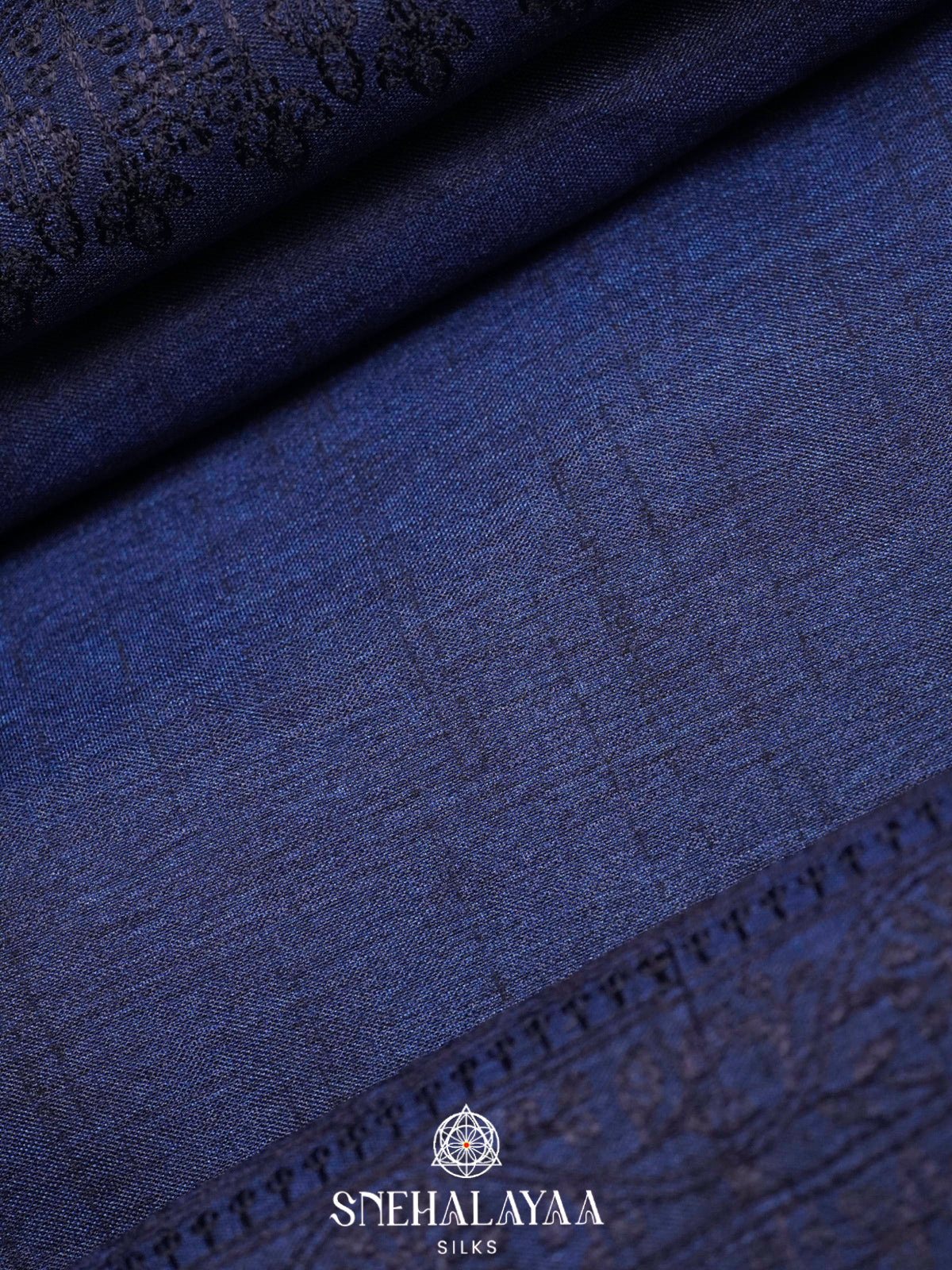 Navy Blue Tussar Saree