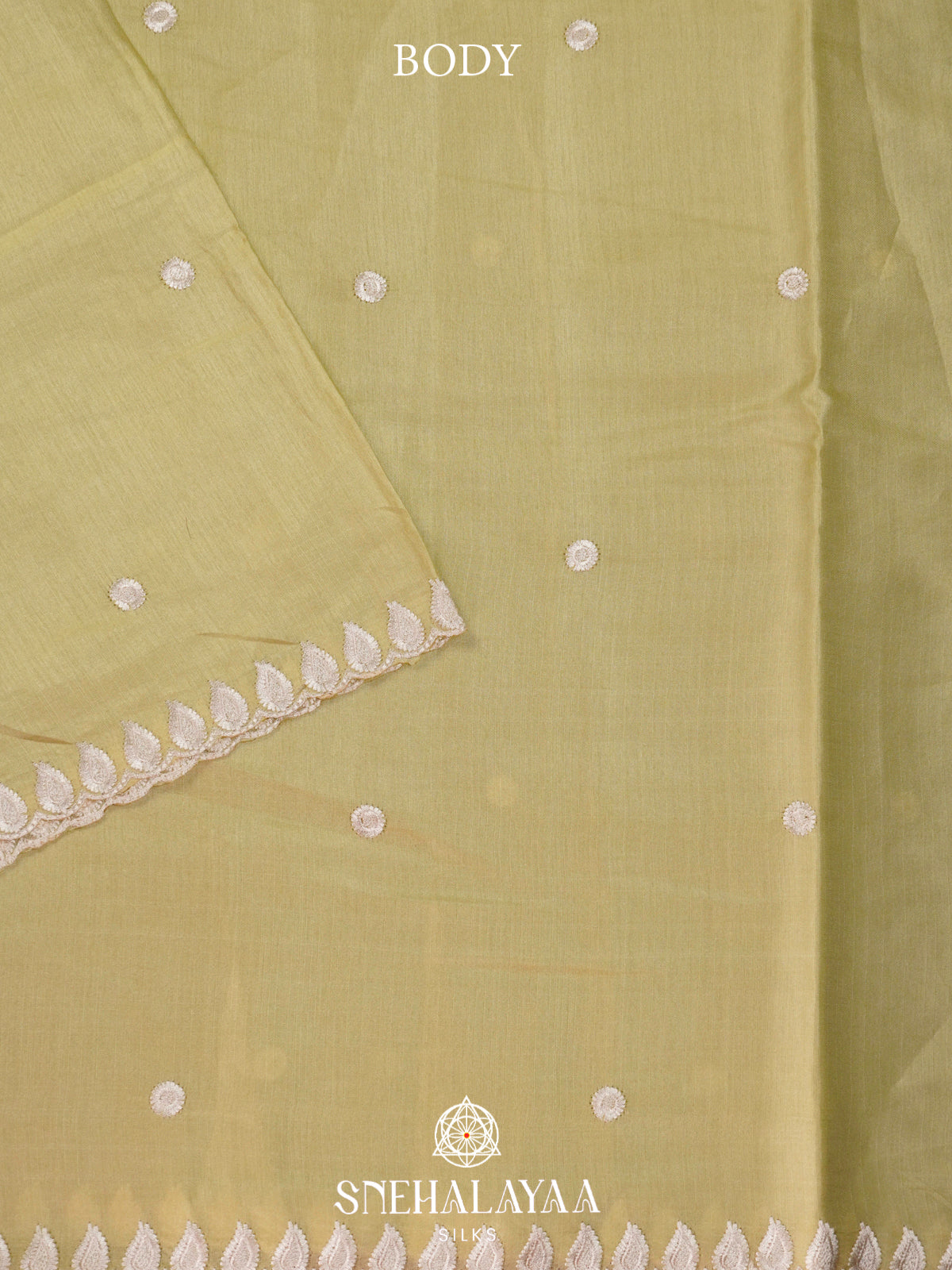 Olive Green Raw Silk Saree