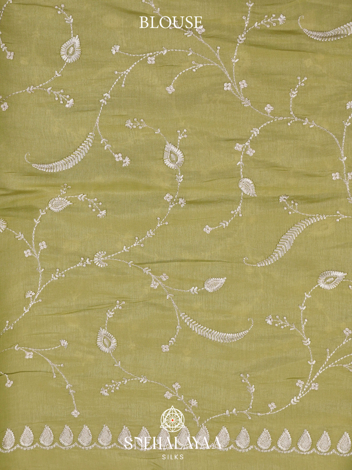 Olive Green Raw Silk Saree