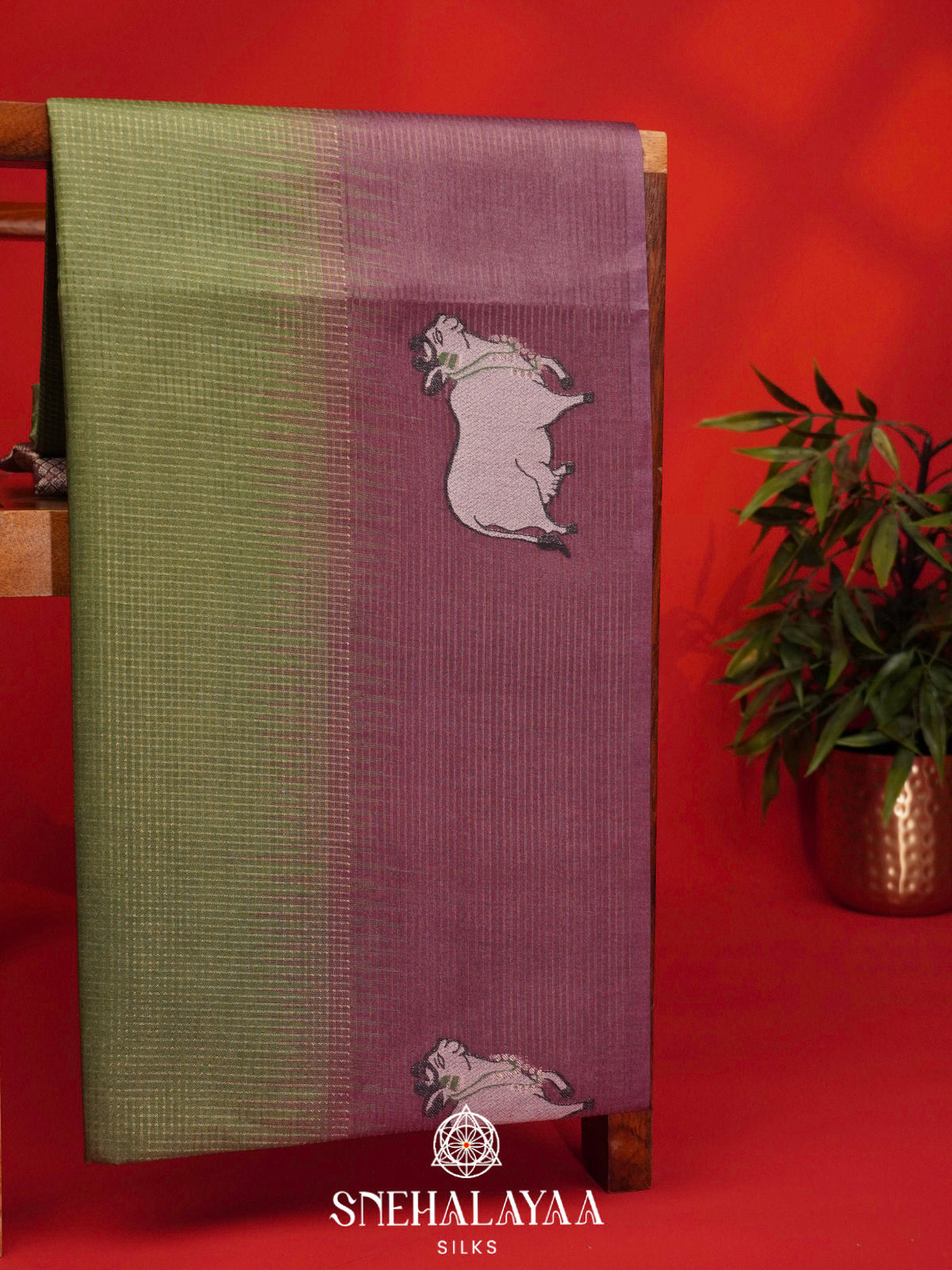 Olive Green Tussar Saree