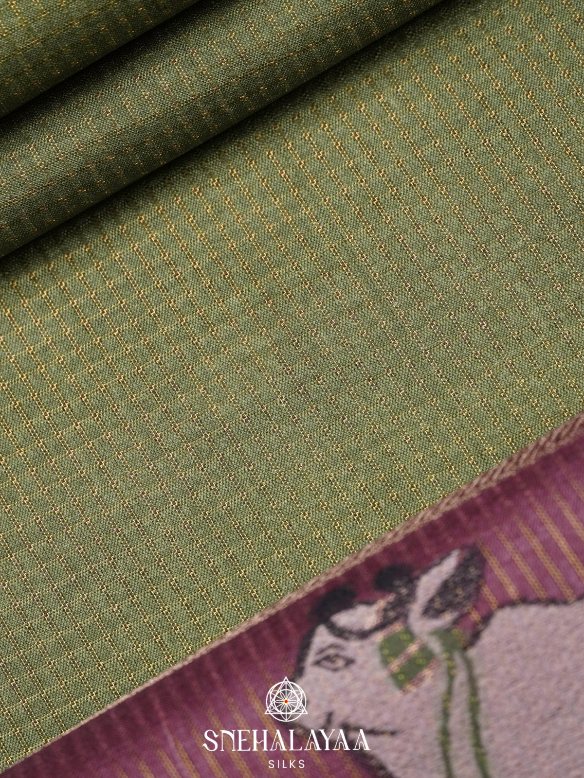 Olive Green Tussar Saree