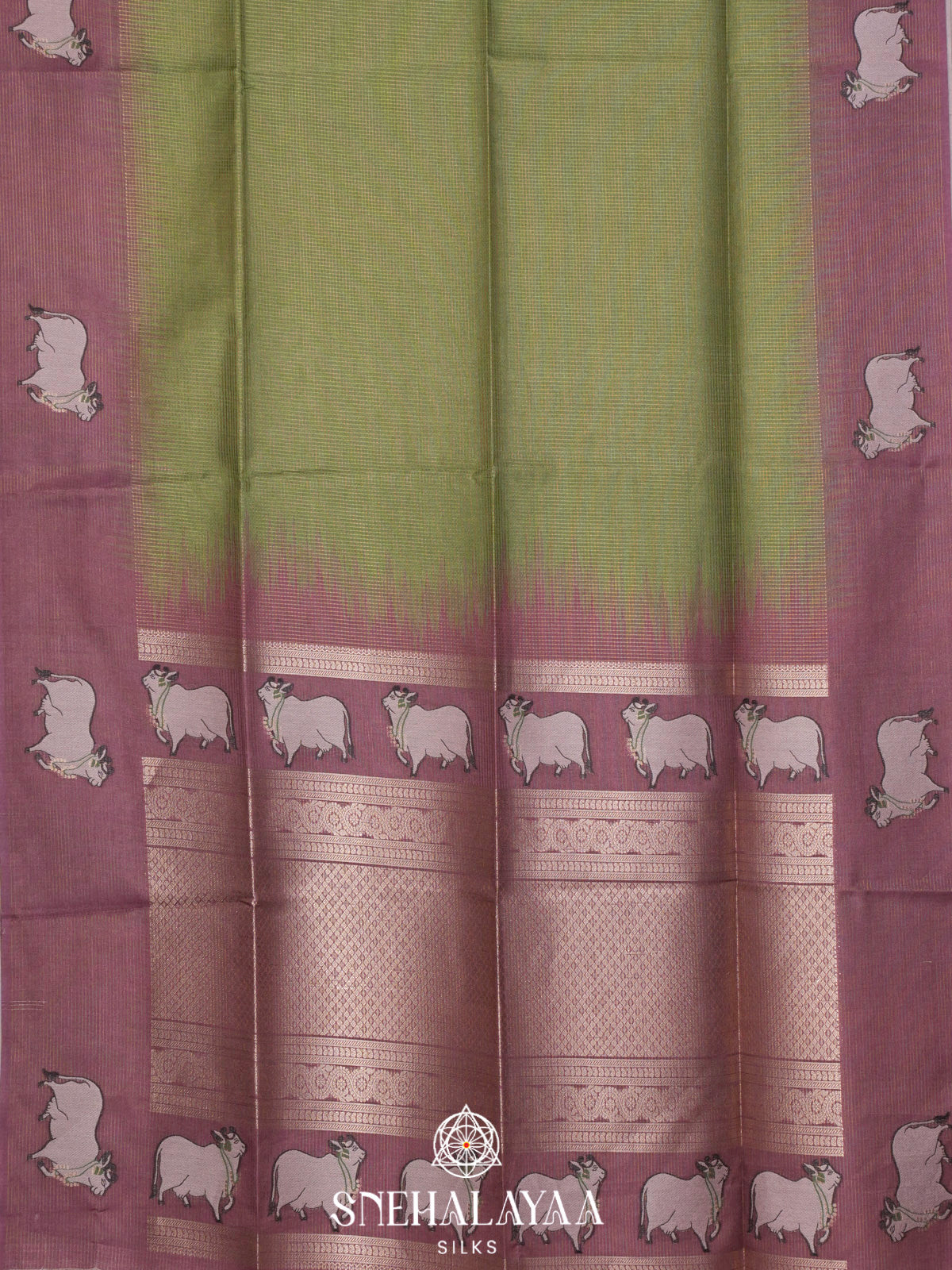 Olive Green Tussar Saree