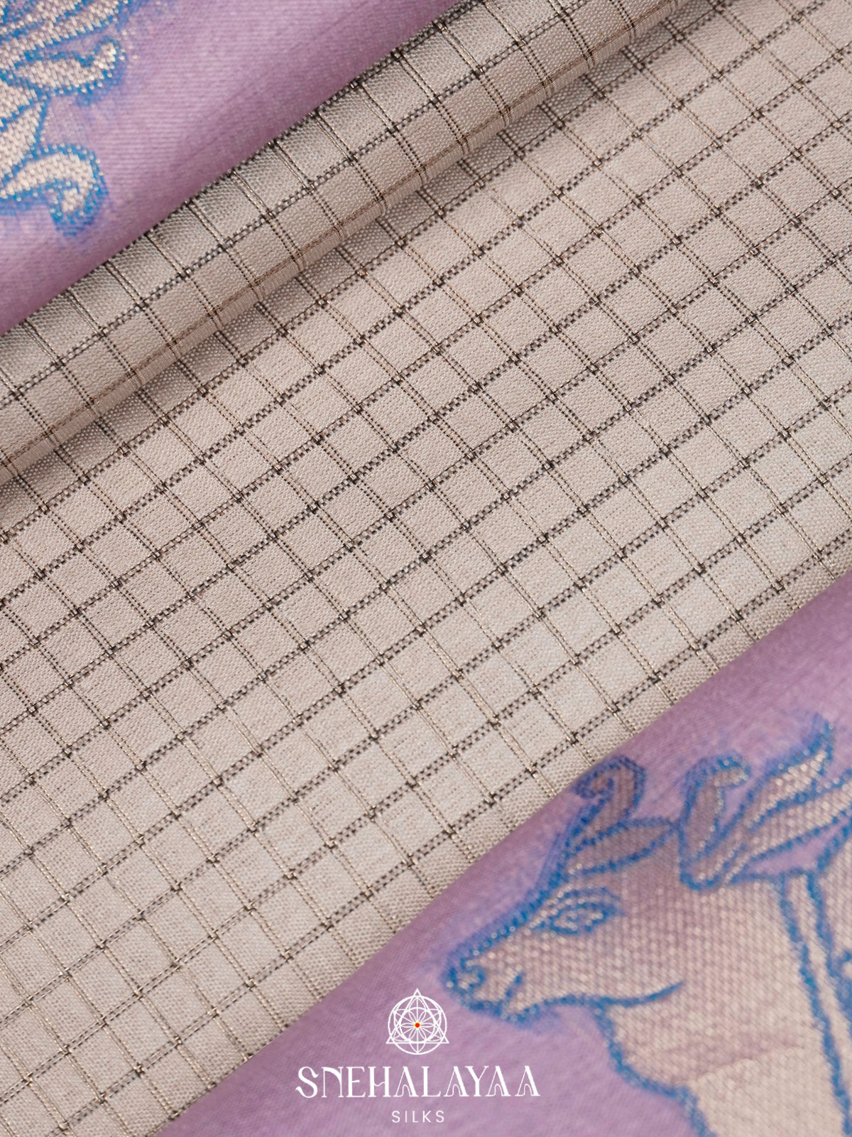 Beige With Blue Border Tussar Saree