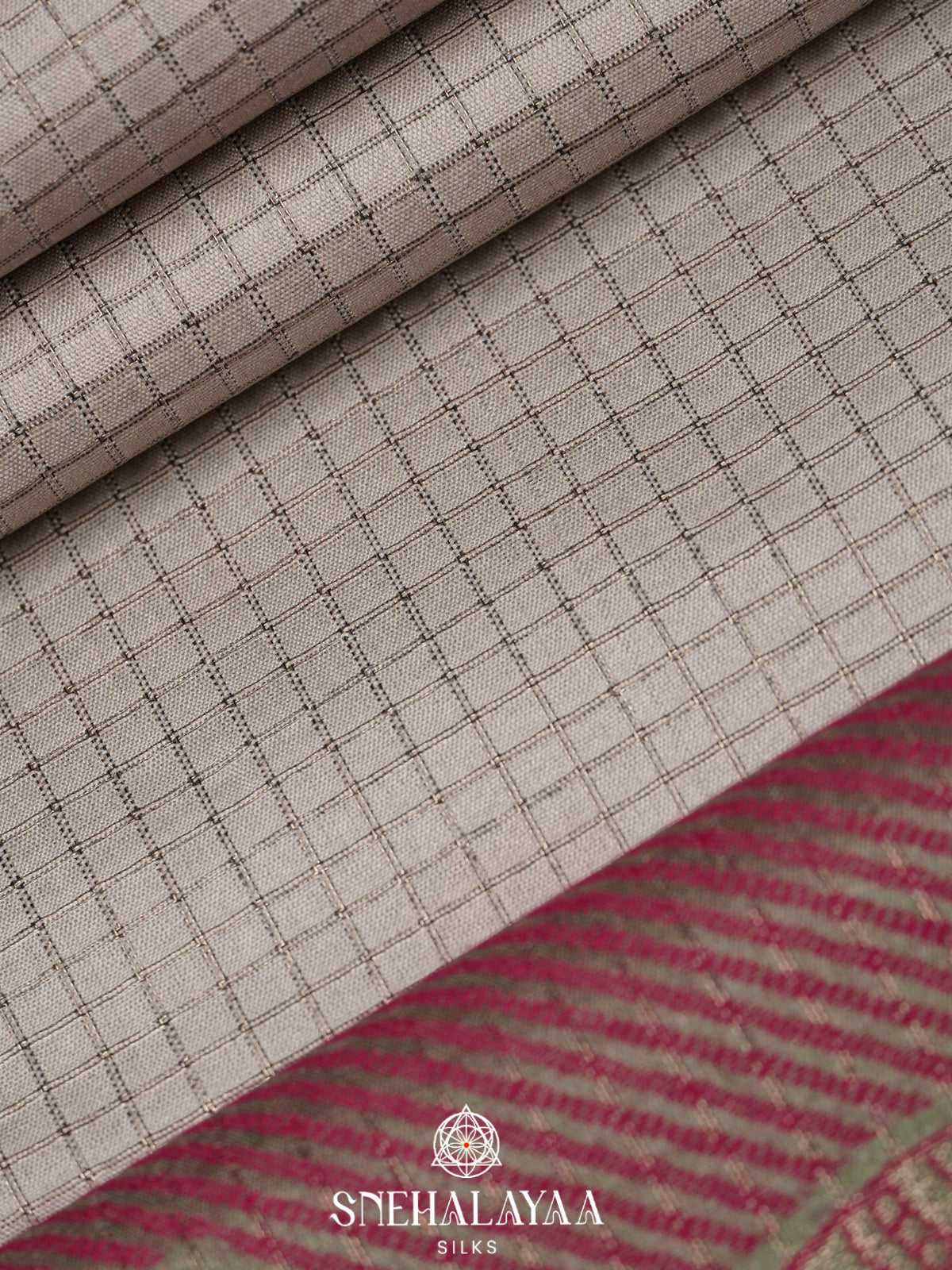 Beige With Green Border Tussar Saree