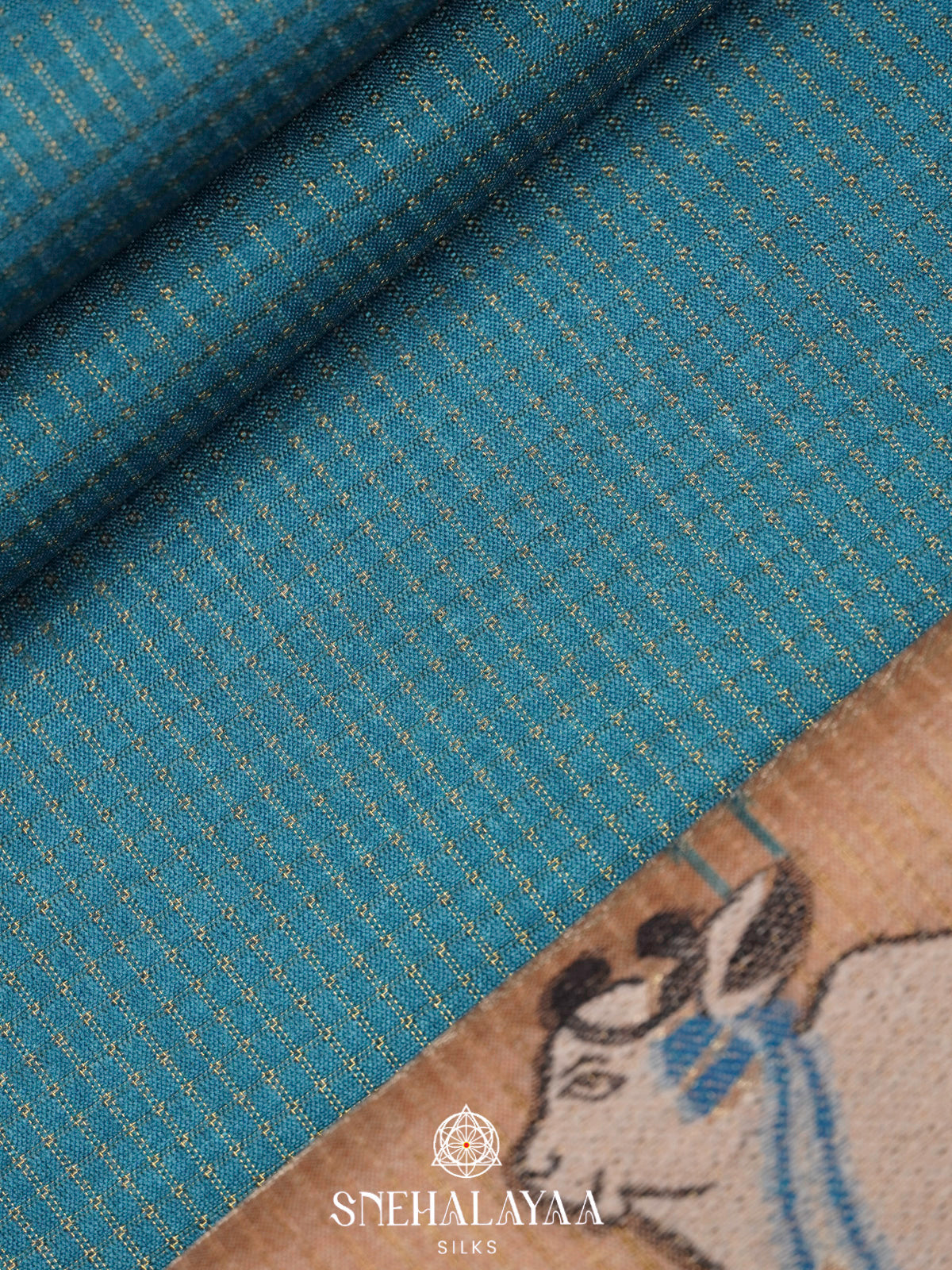 Peacock Blue Tussar Saree