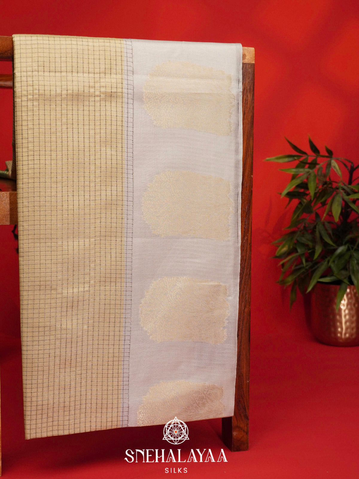 Pale Yellow Tussar Saree