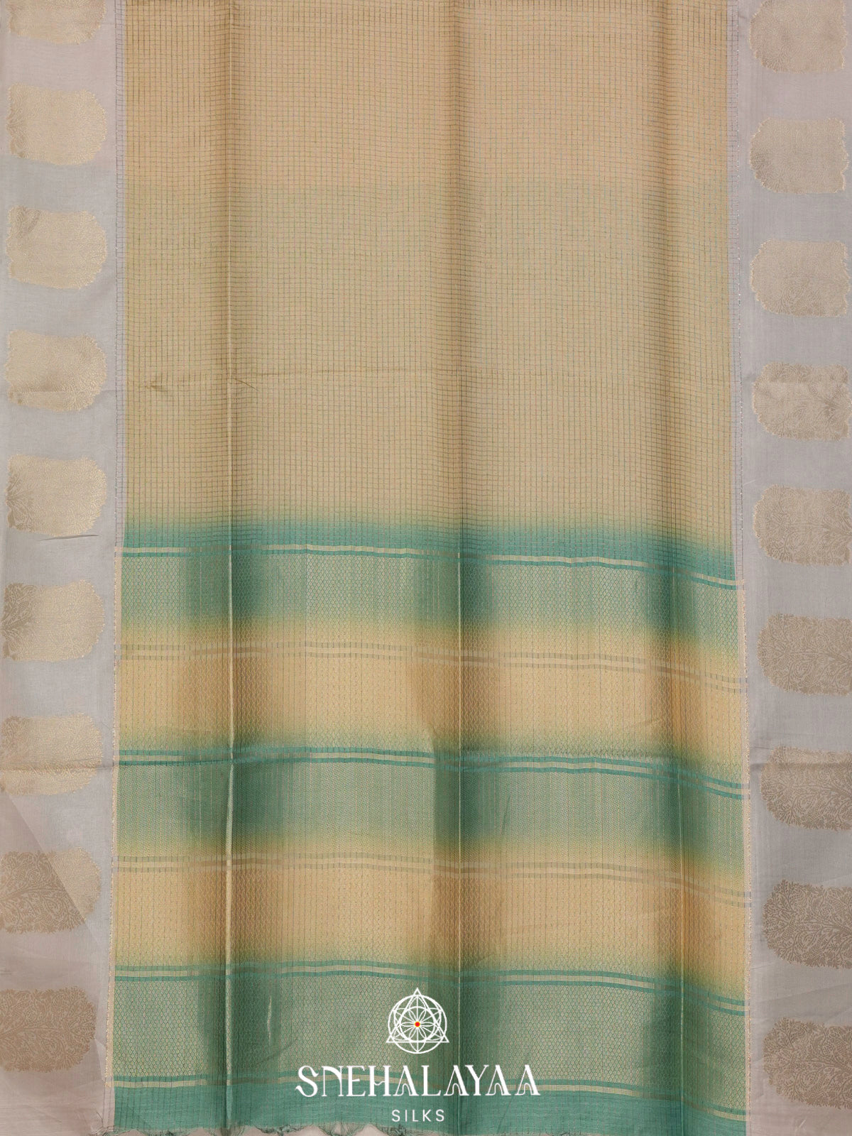 Pale Yellow Tussar Saree