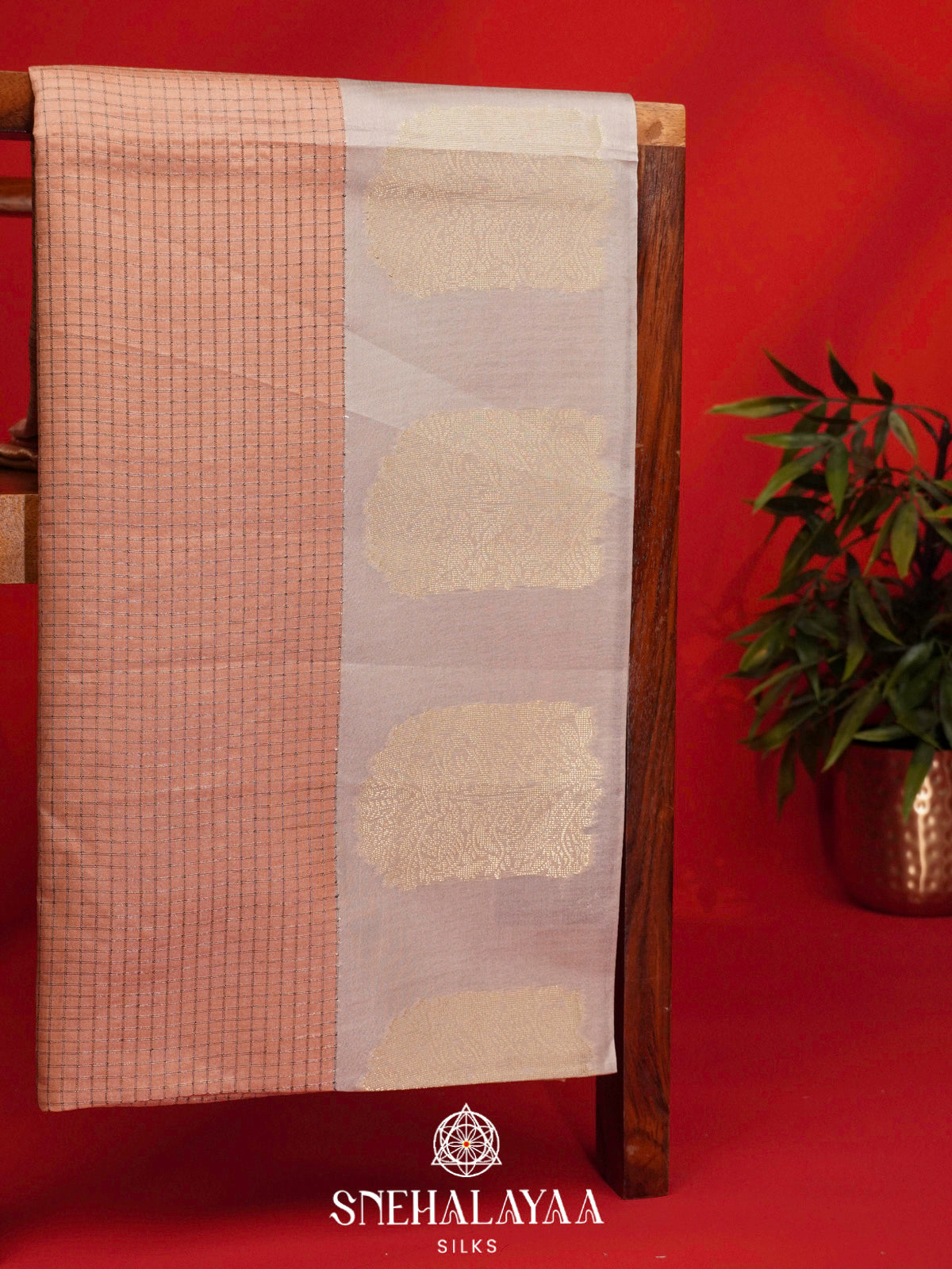 Peach Tussar Saree