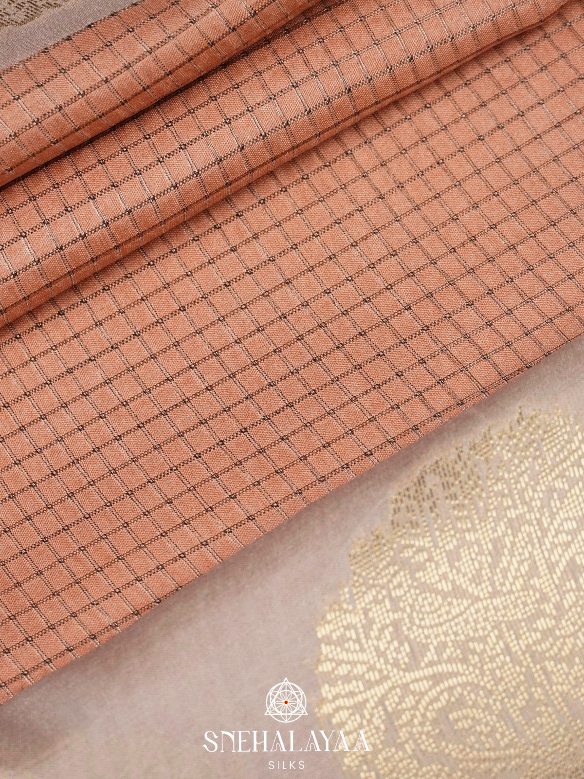 Peach Tussar Saree