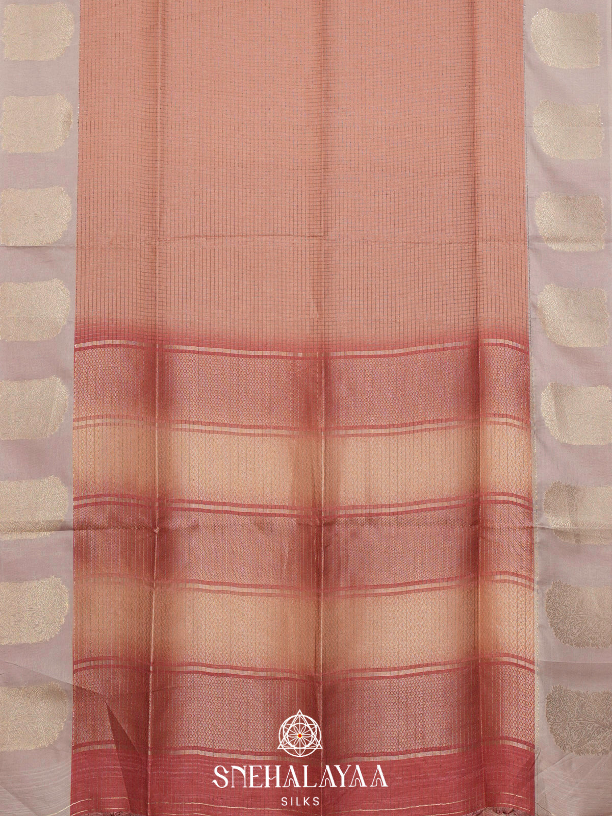 Peach Tussar Saree