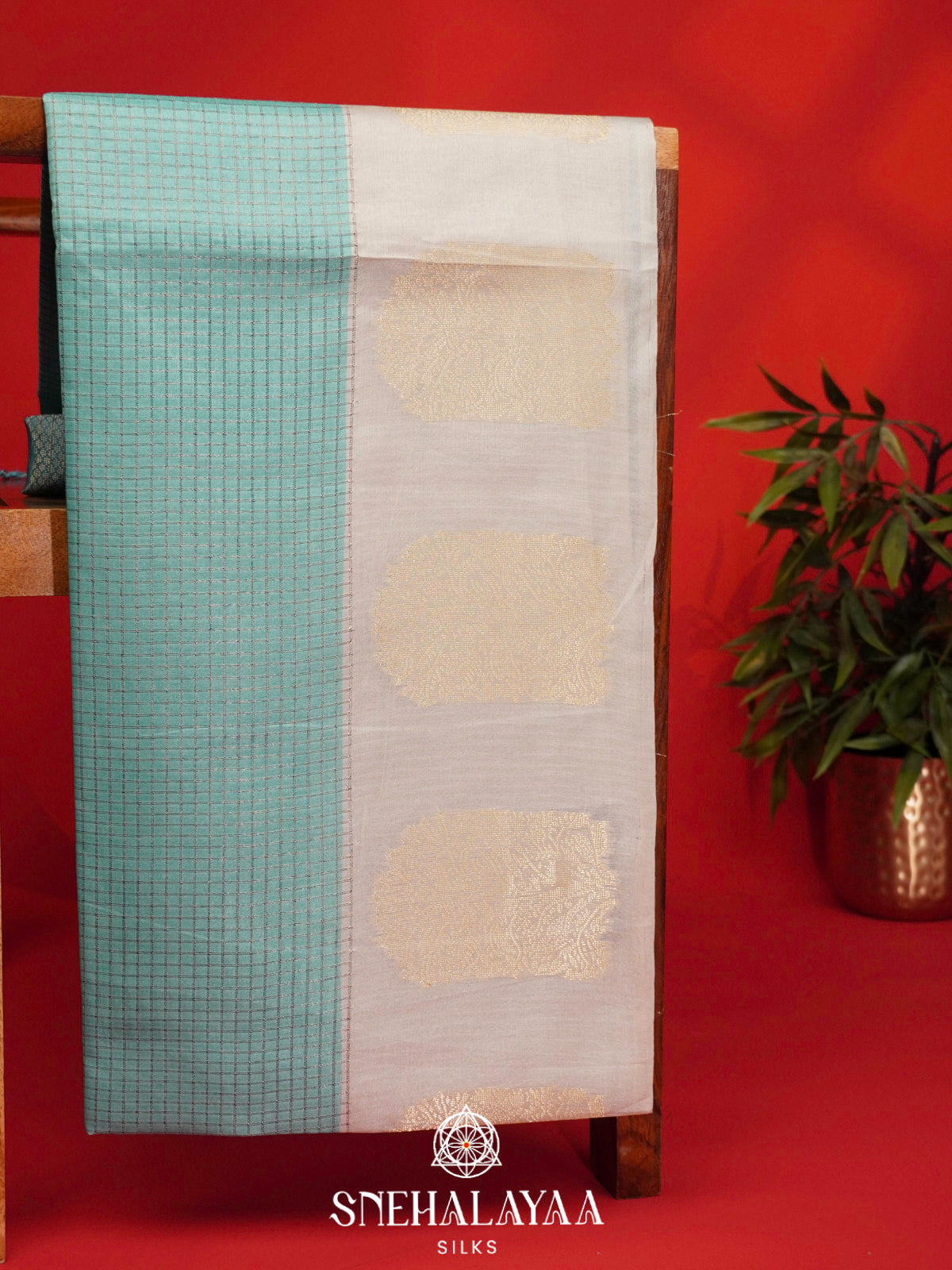 Mint Blue Tussar Saree