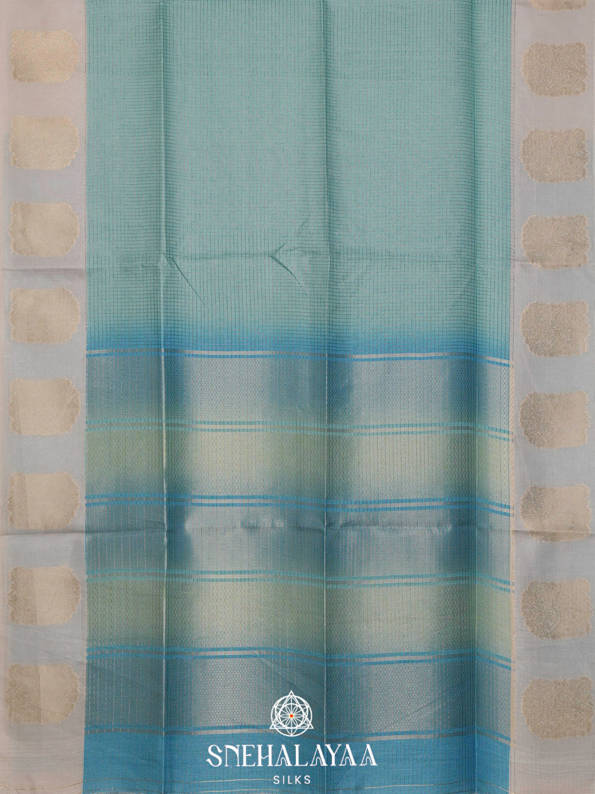 Mint Blue Tussar Saree