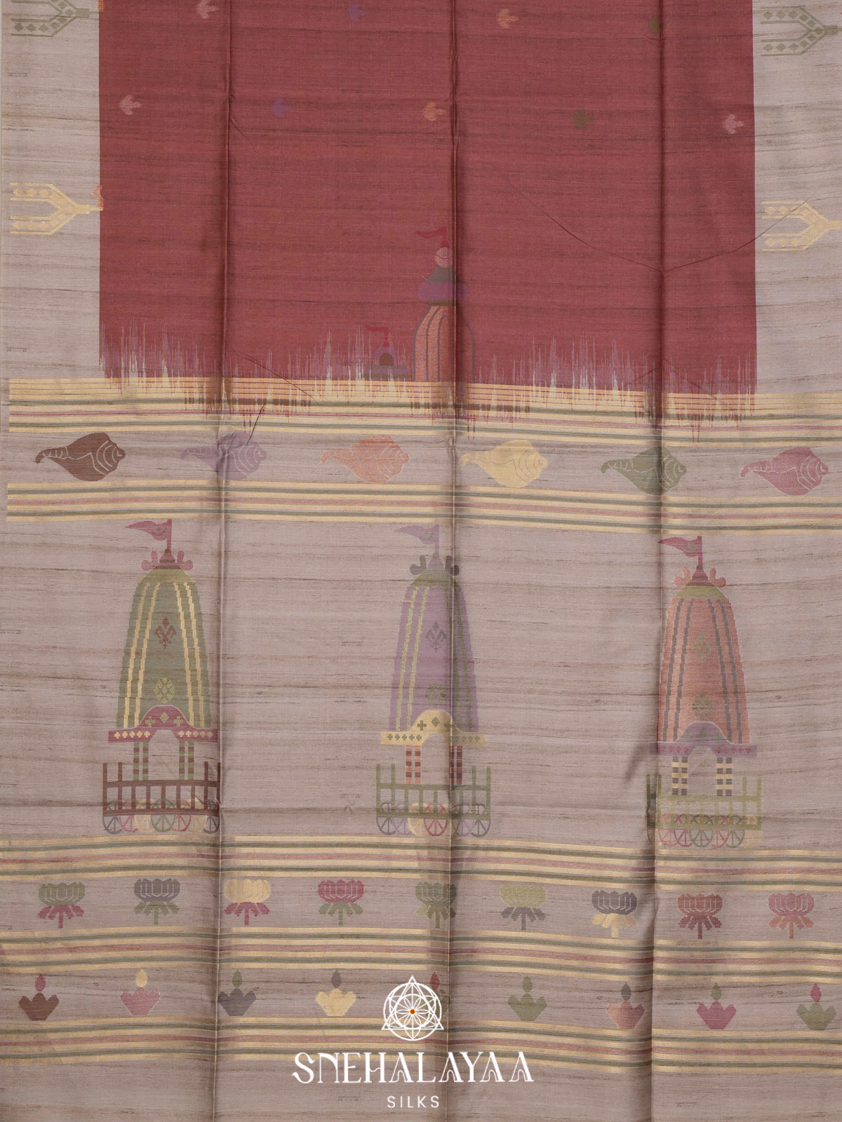 Maroon Tussar Saree