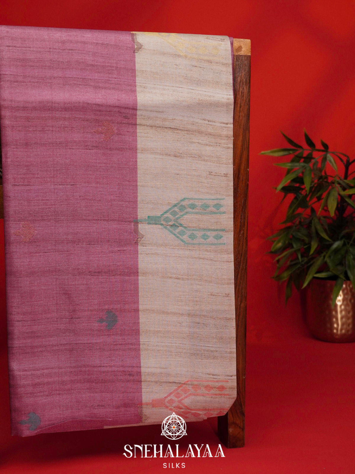 Plum Tussar Saree