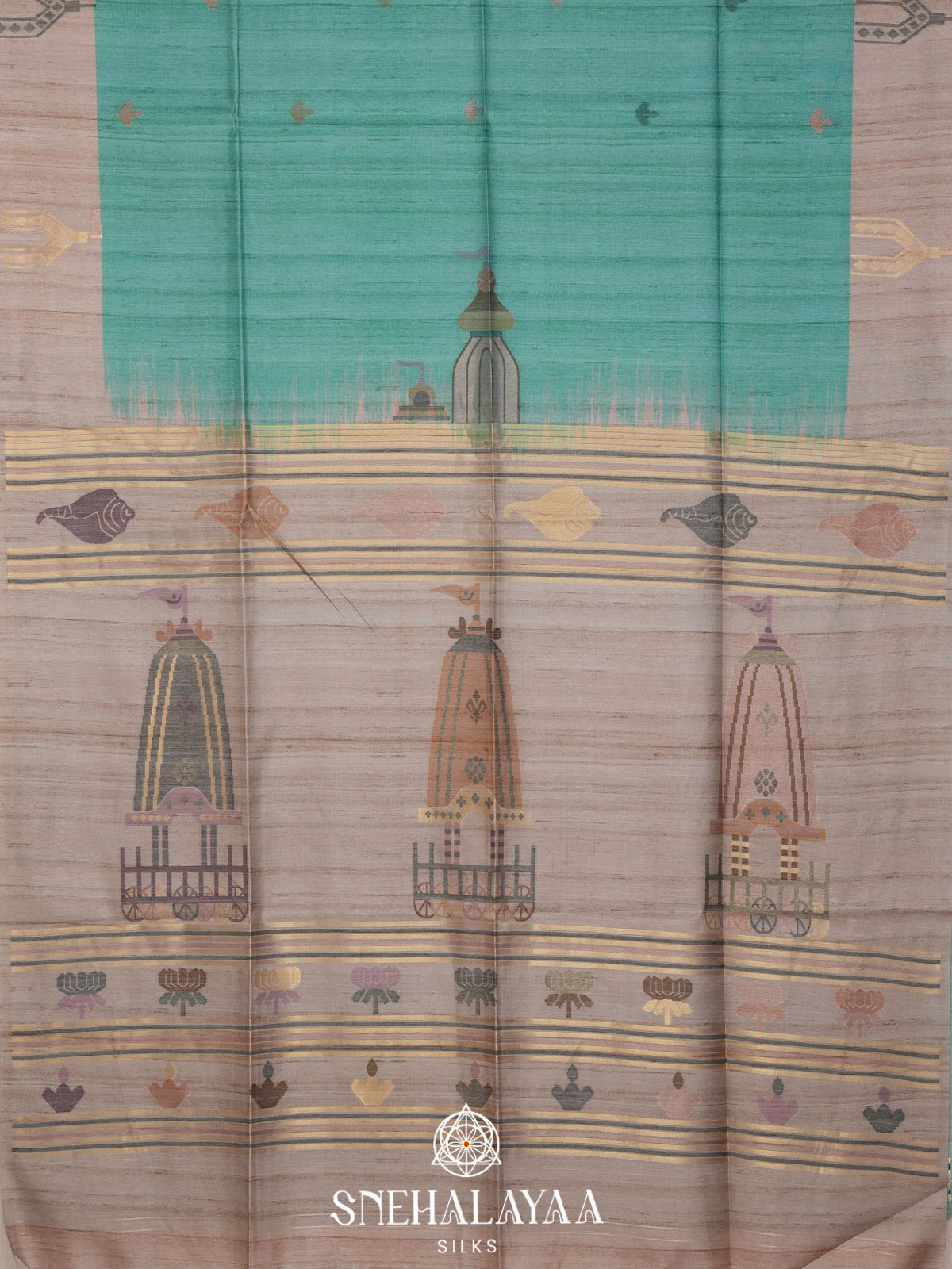 Teal Green Tussar Saree