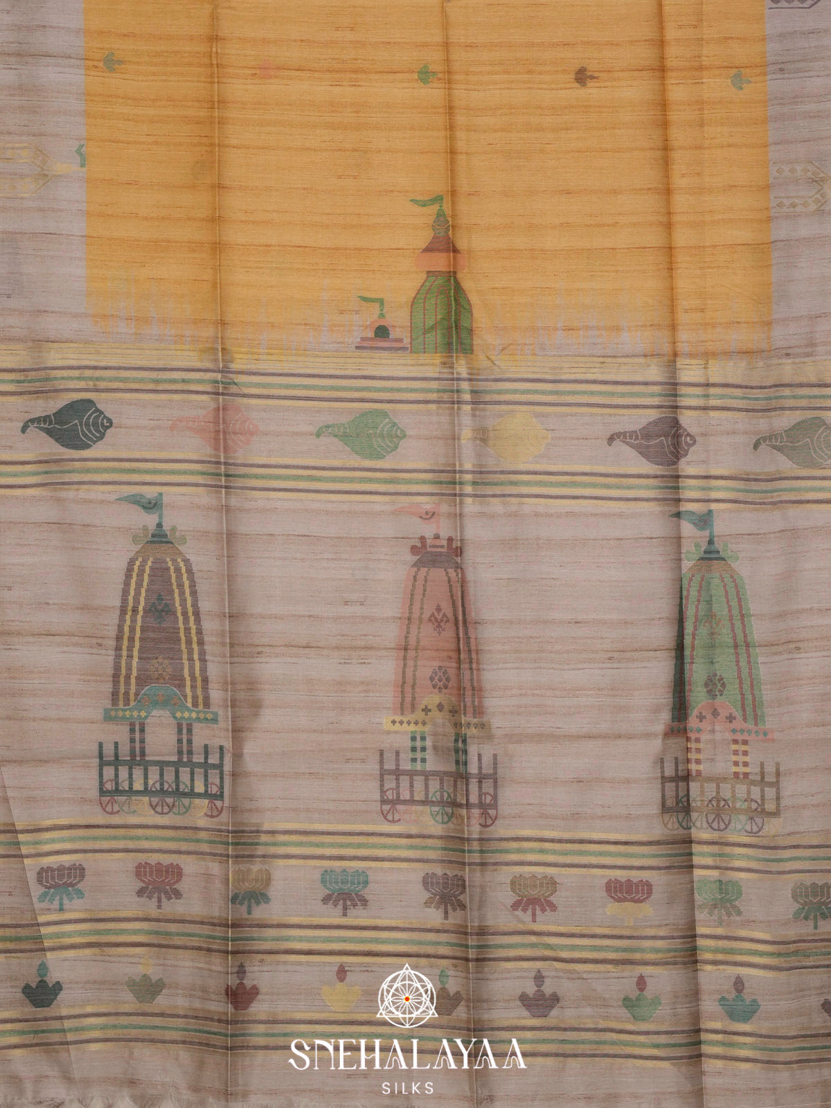 Yellow Tussar Saree