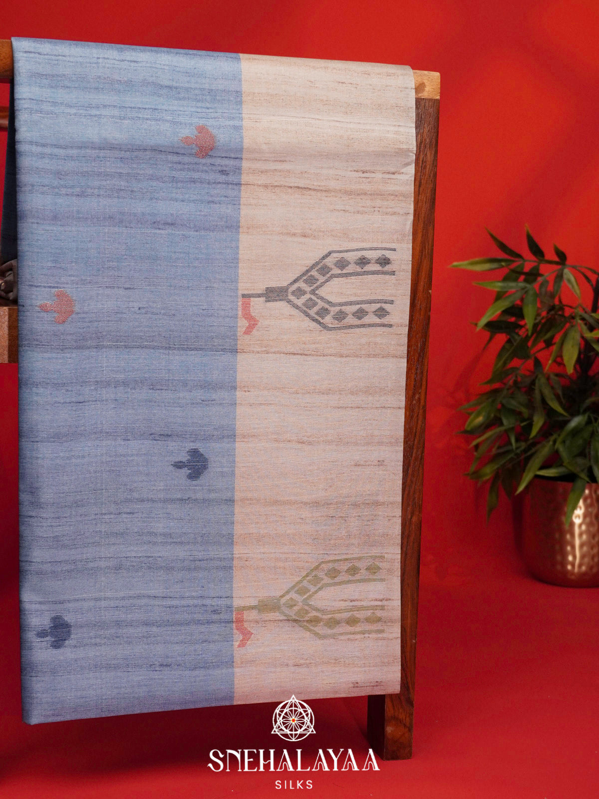 Blue Tussar Saree