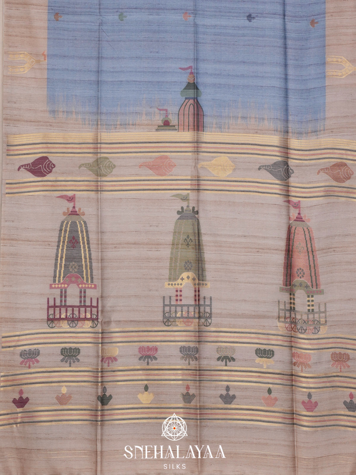 Blue Tussar Saree