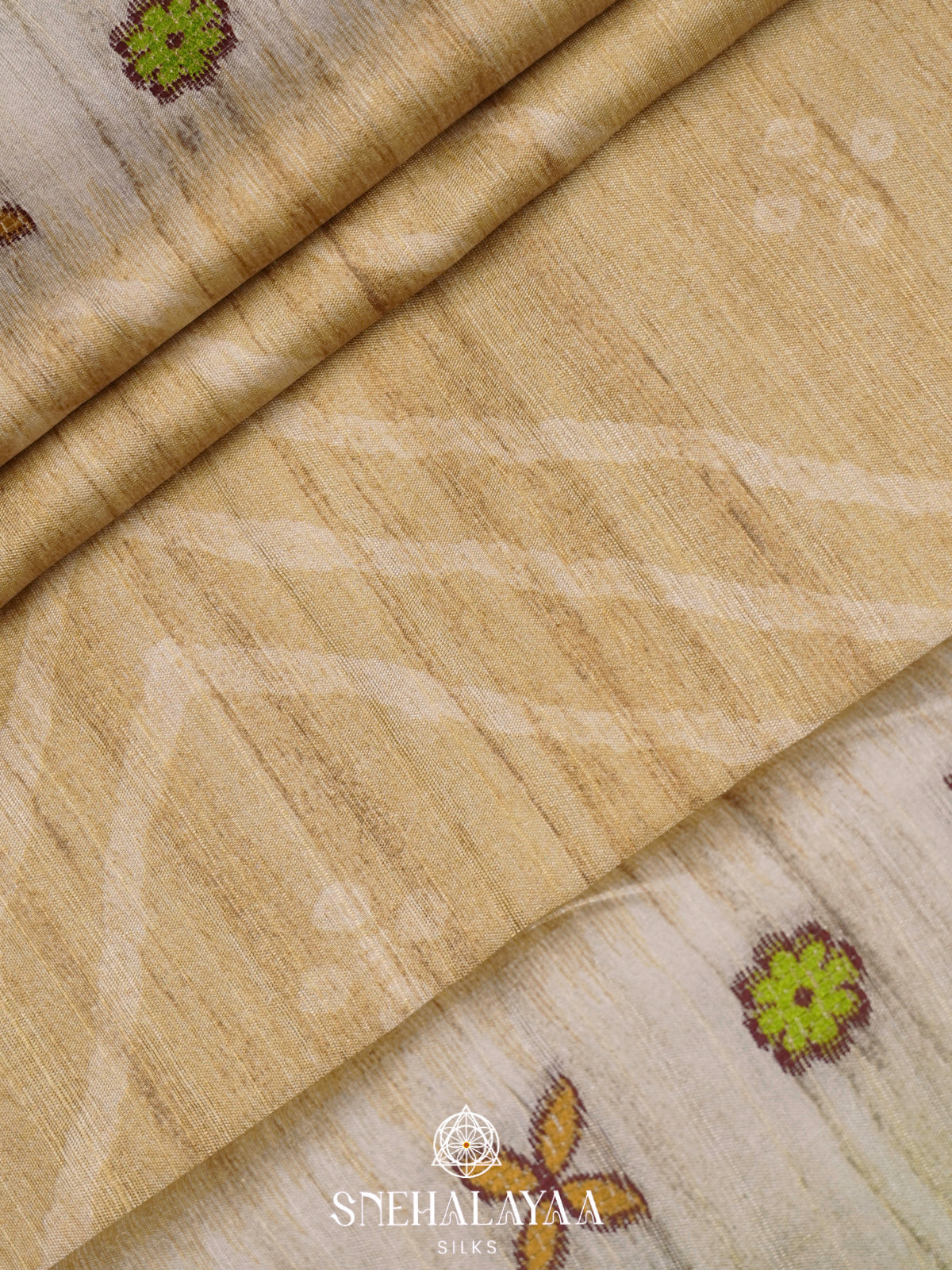 Pale Yellow Tussar Saree
