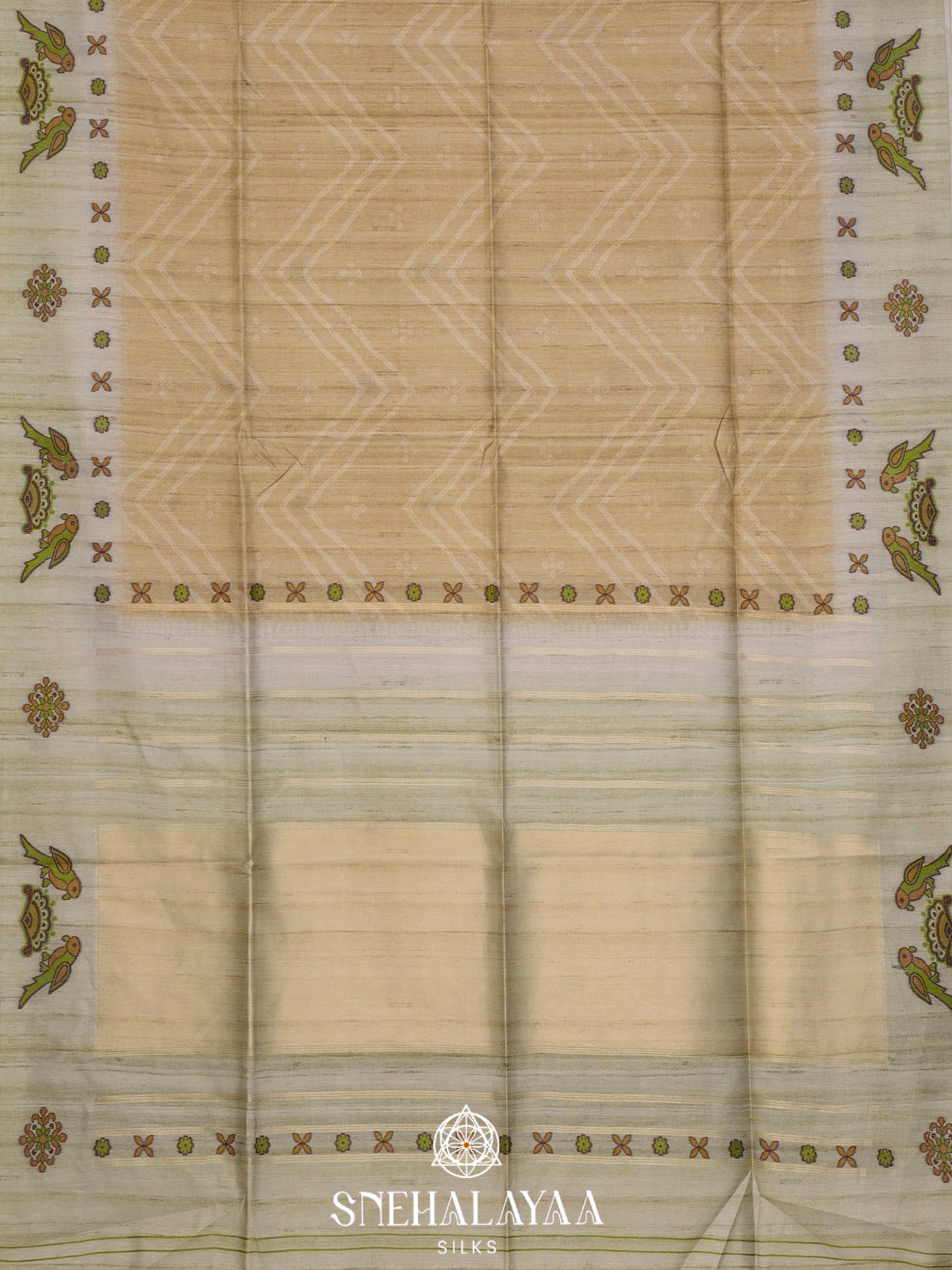 Pale Yellow Tussar Saree