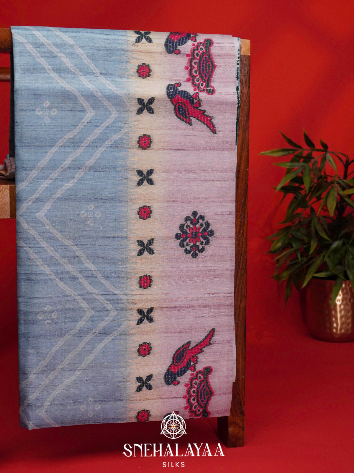 Blue Tussar Saree