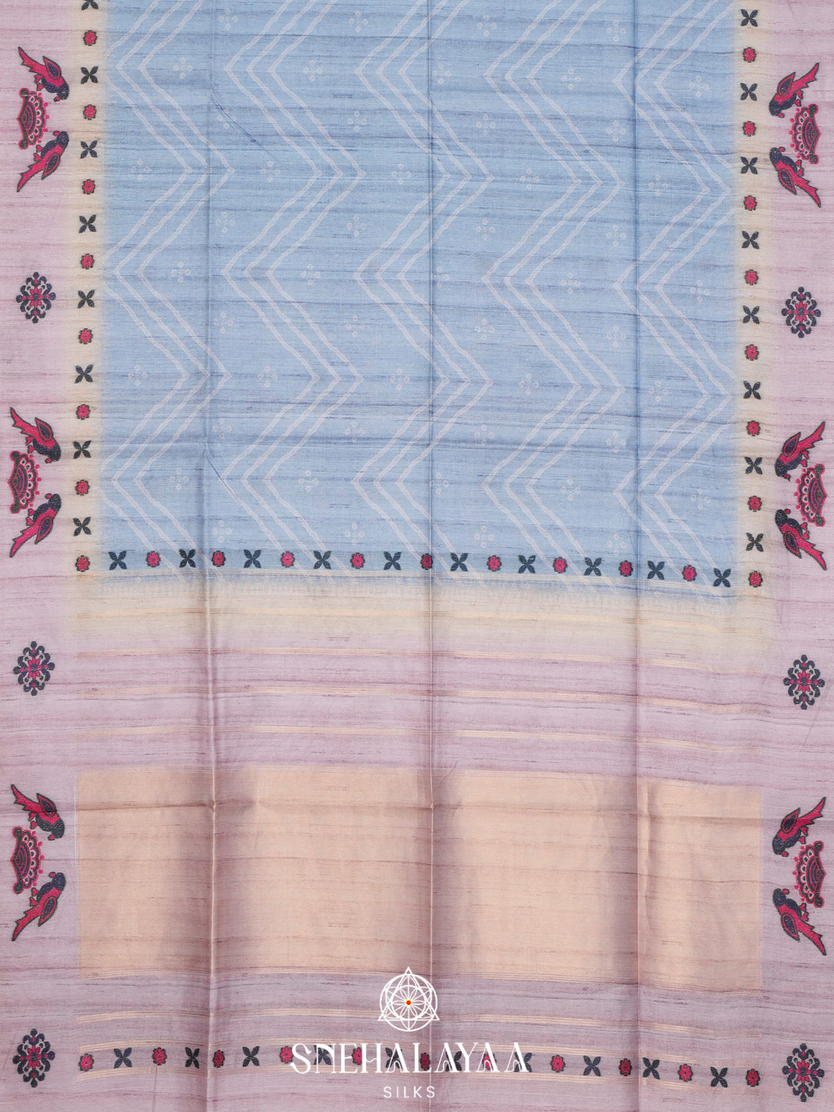 Blue Tussar Saree